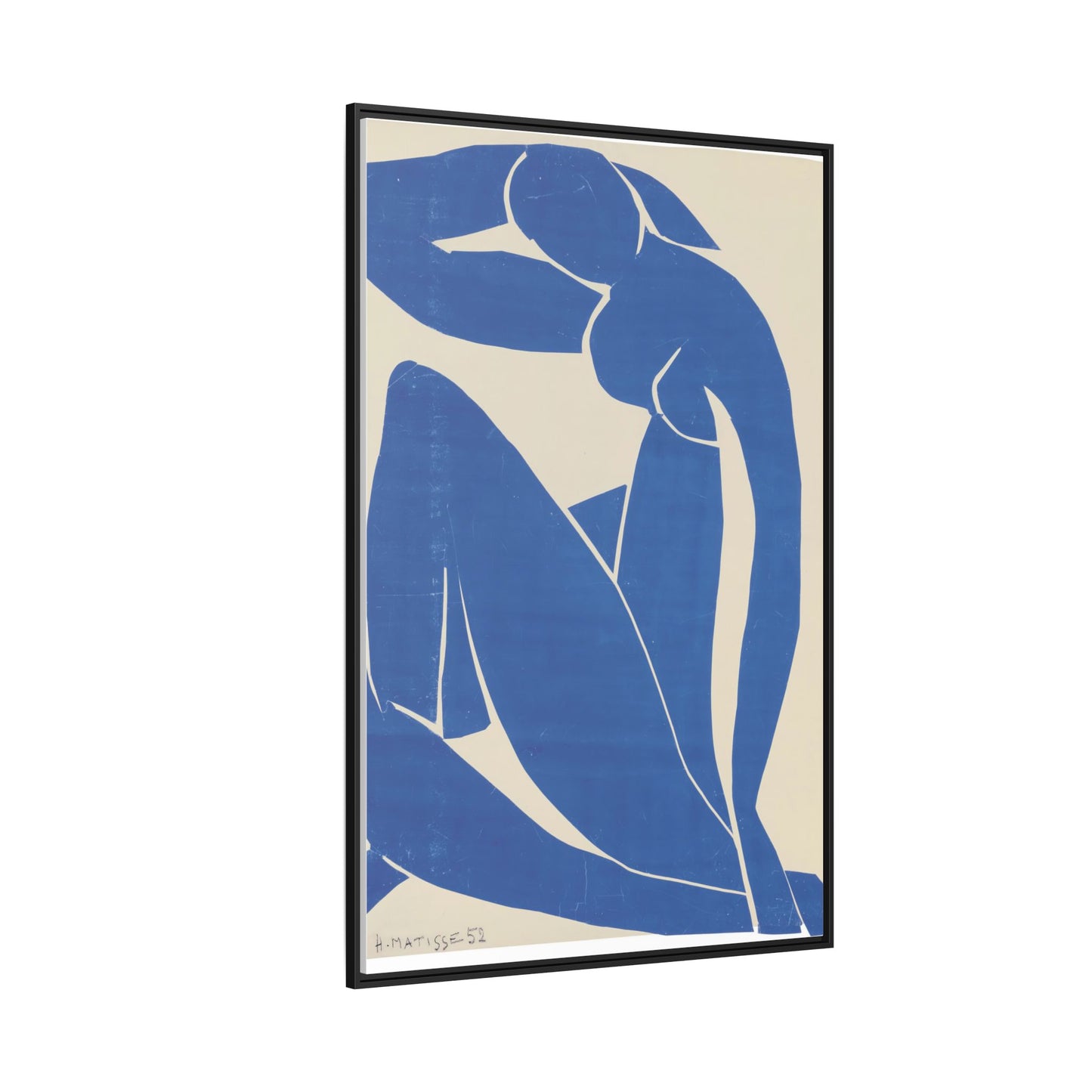 Contemporary Framed Canvas Art - Blue Abstract Figure, Modern Home Decor, Gift for Art Lovers, Stylish Wall Art, Feminine Vibe