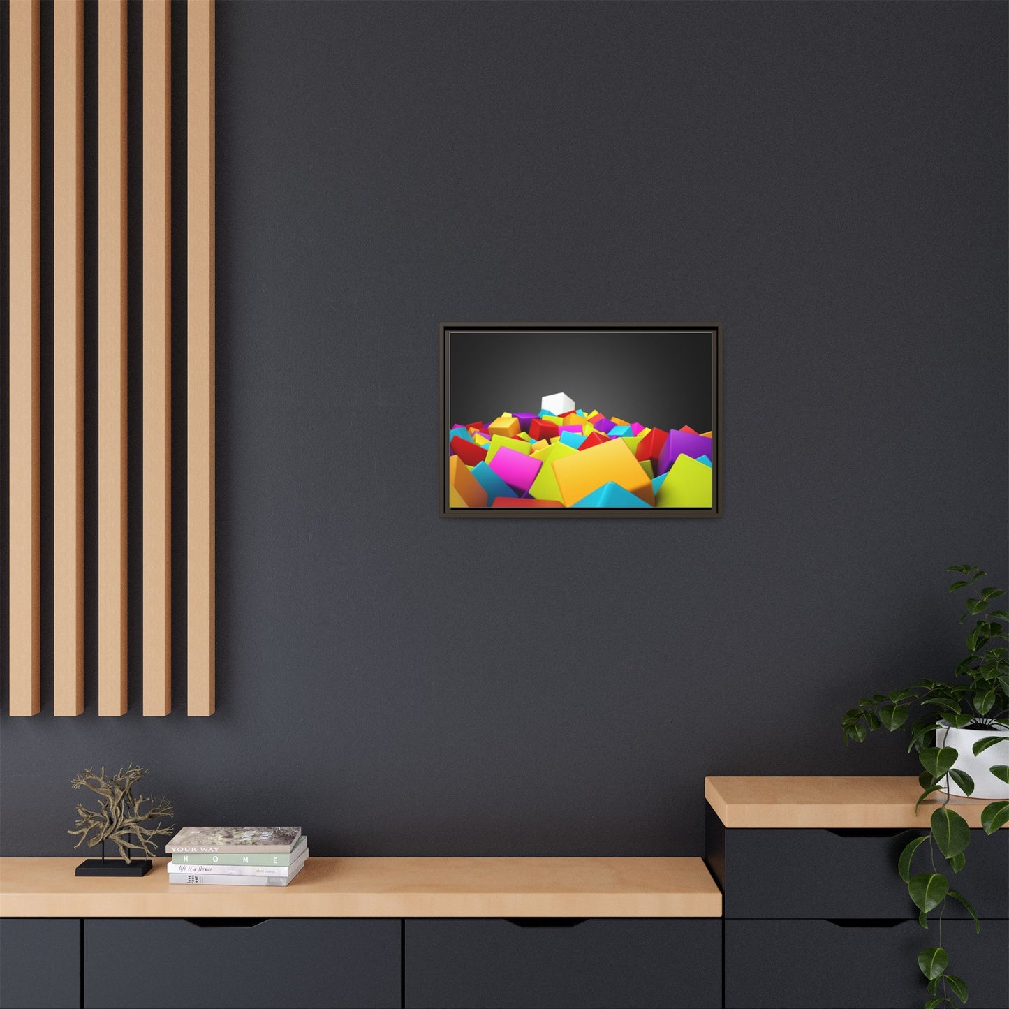 Vibrant Multi-Color Framed Canvas Art - Modern Geometric Decor