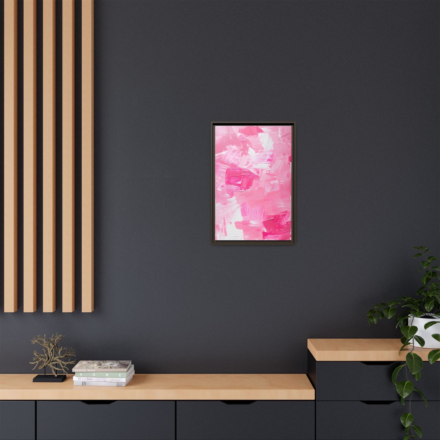 Framed Abstract Art Print, Modern Wall Decor for Home, Office, Pink Canvas, Chic Decor, Birthday Gift, Unique Artwork