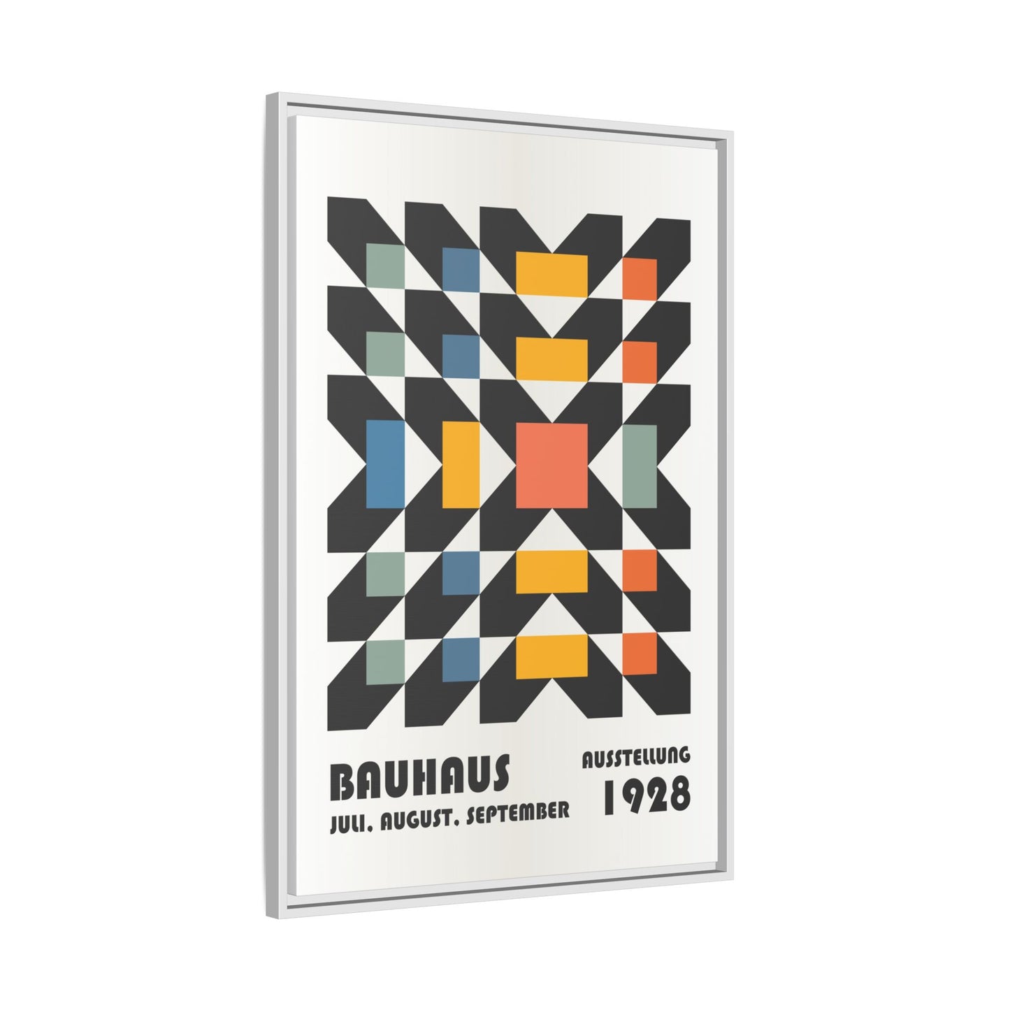 Bauhaus-Inspired Framed Canvas Art - Retro Multi-Color Wall Decor