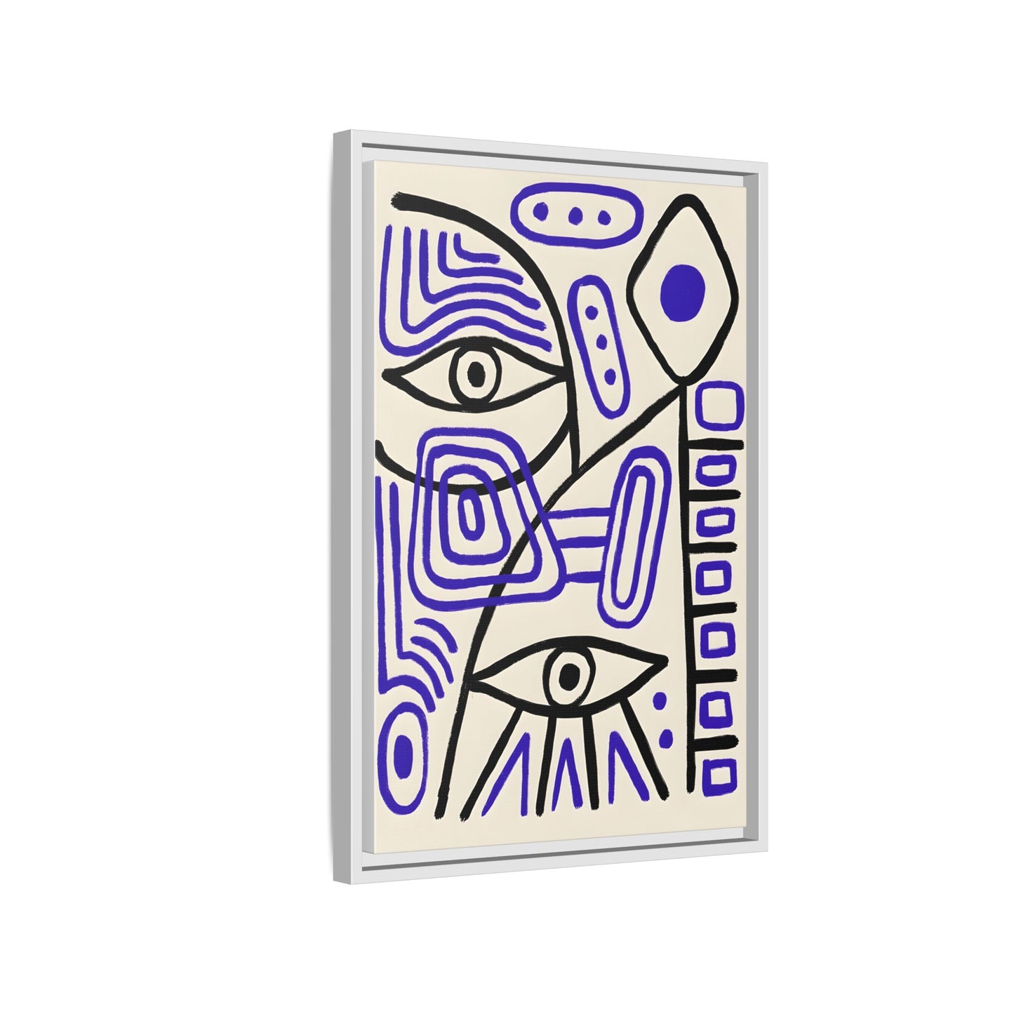 Abstract Line Art Canvas Print - Modern Black and Purple Framed Artwork