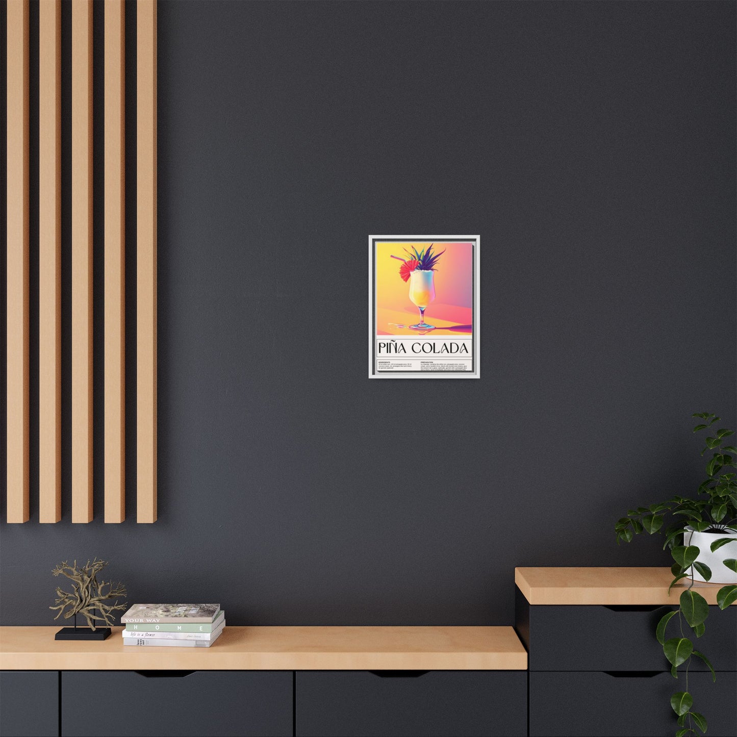 Piña Colada Art Print, Tropical Wall Decor, Summer Vibes Framed Canvas, Cocktail Lover Gift, Home Bar Decoration