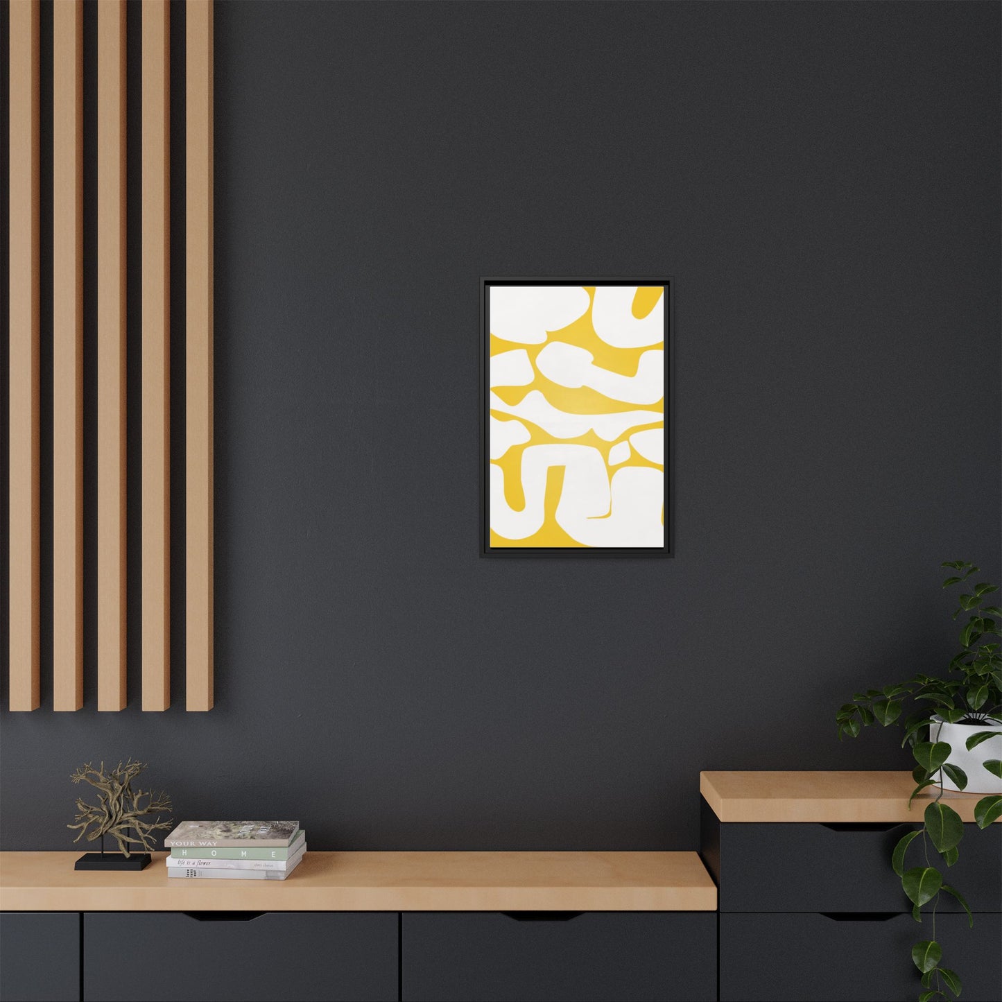 Abstract Yellow Art Print - Framed Matte Canvas Wall Decor