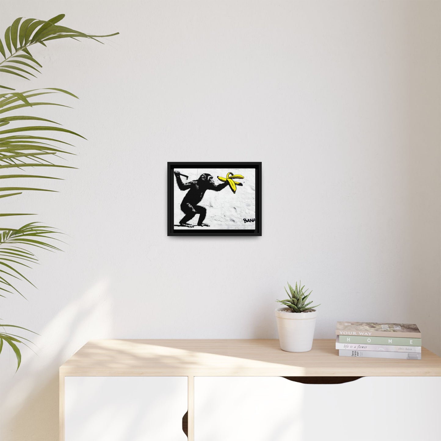 Framed Canvas Art - Playful Monkey with Bananas | Whimsical Wall Decor for Home & Office
