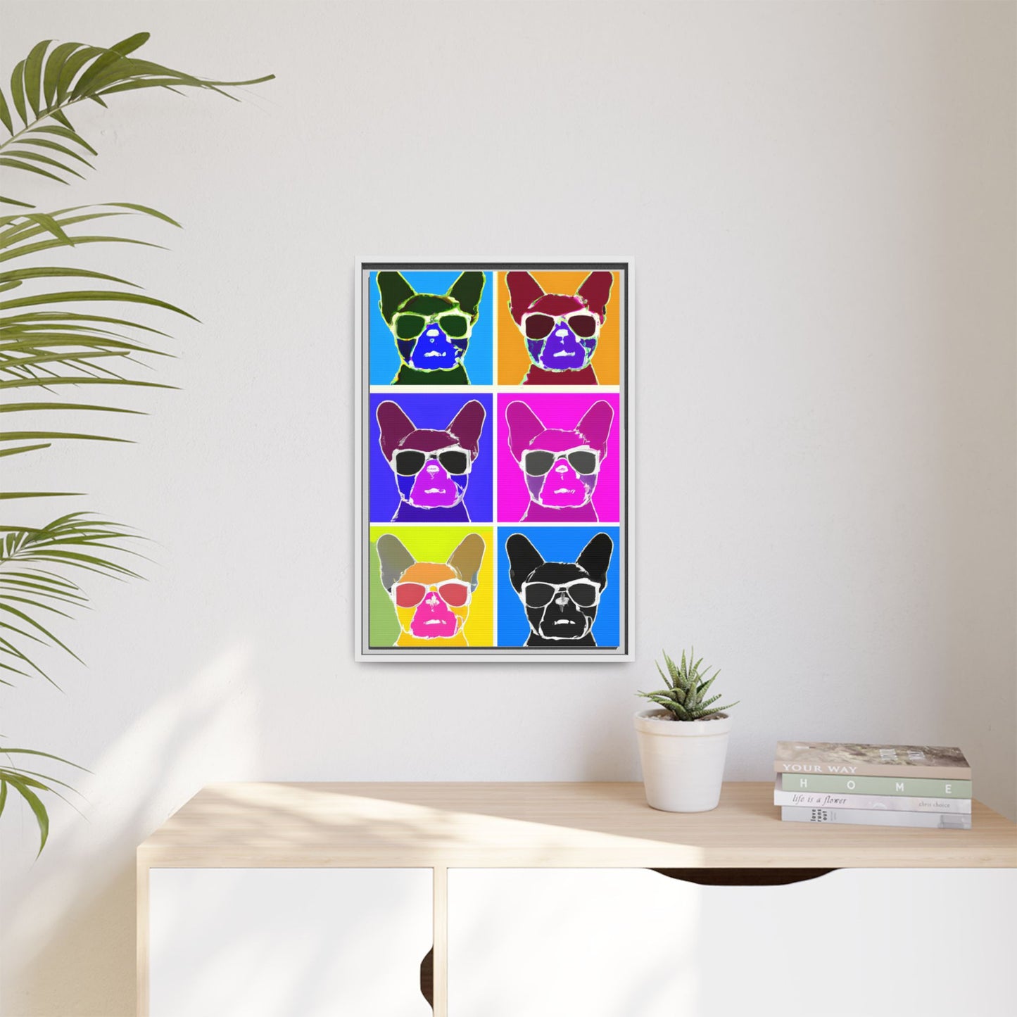 Colorful Dog Art Print - Framed Matte Canvas