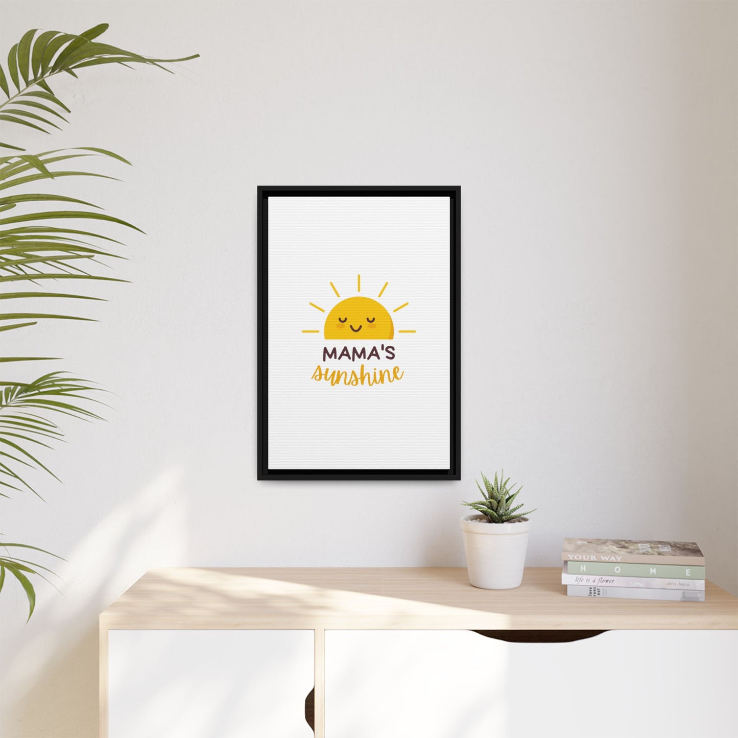Framed Canvas Art Print, Cheerful Sun Decor for Mother's Day, Kids Room Wall Art, Positive Vibes Poster, Gift for Moms