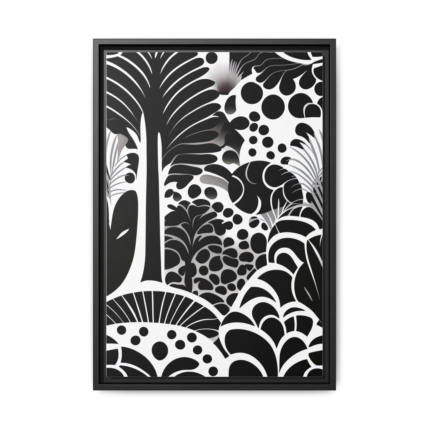 Black and White Framed Art Print, Modern Wall Décor, Minimalist Home Decoration, Botanical Canvas Artwork, Gift for Art Lovers