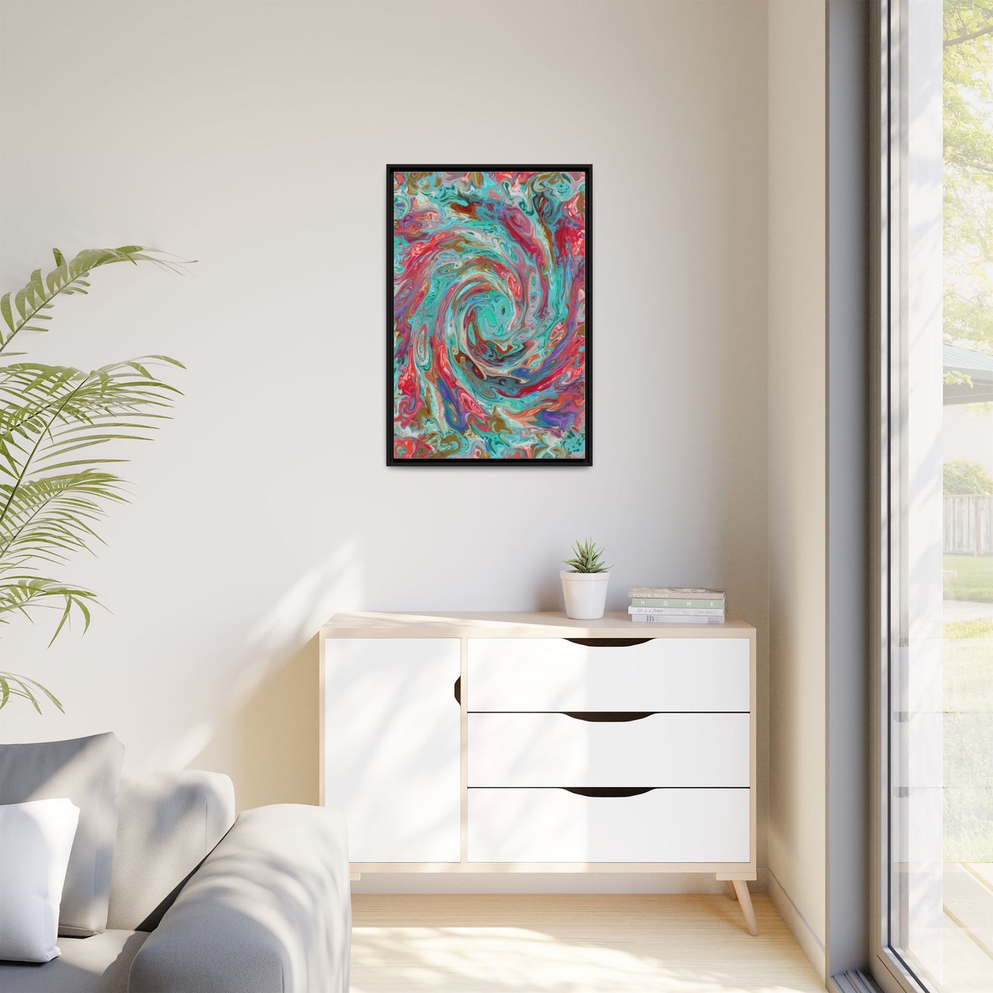 Vibrant Swirl Art Print - Multi-Color Framed Canvas Decor