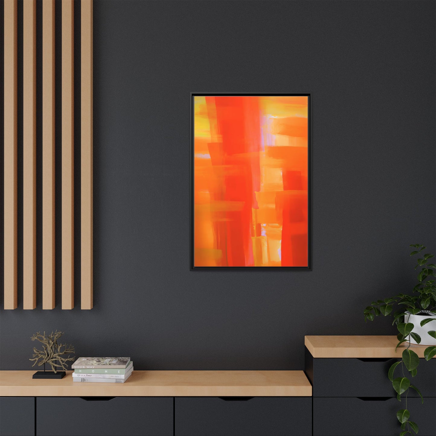 Vibrant Framed Canvas Art - Abstract Multi-Color Decor