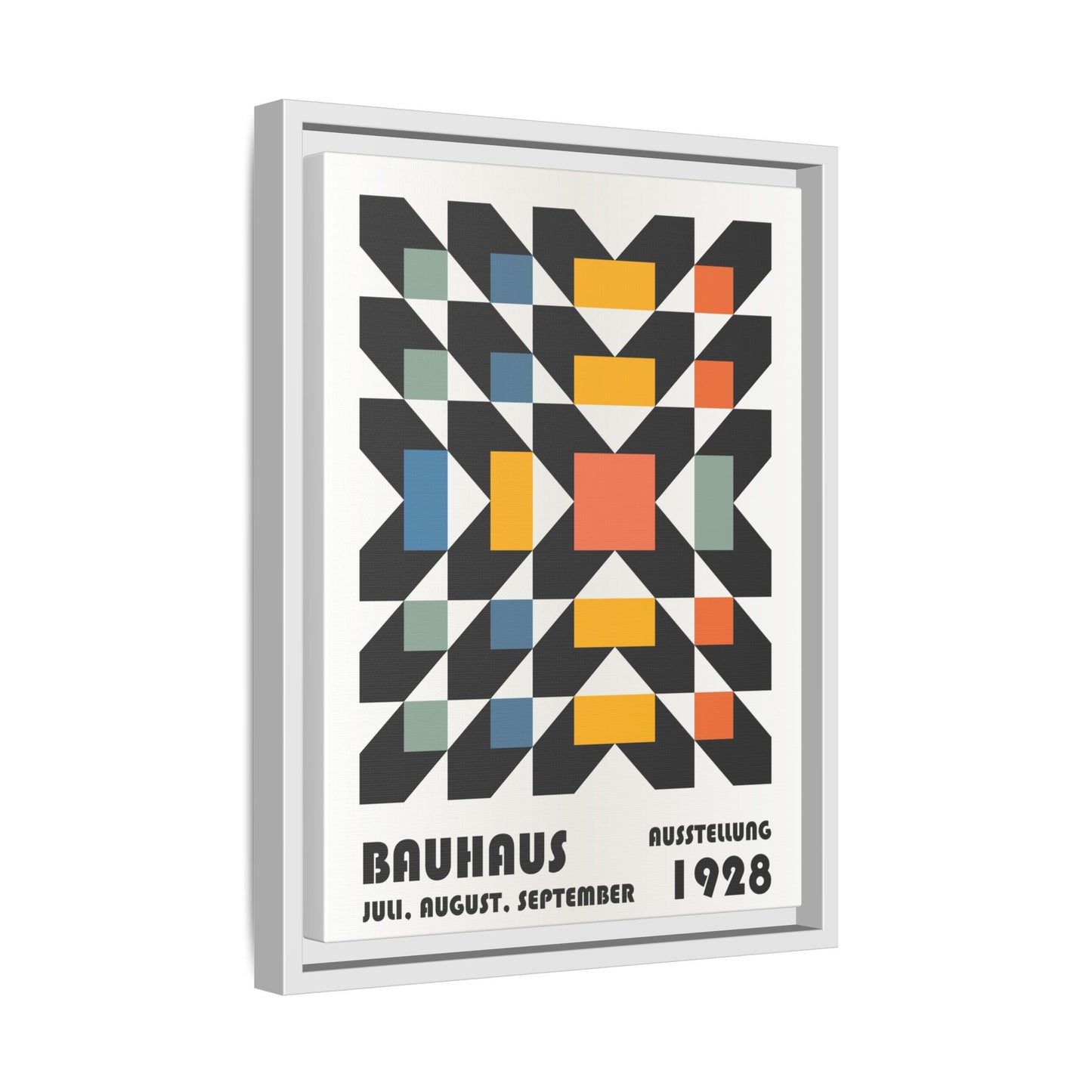 Bauhaus-Inspired Framed Canvas Art - Retro Multi-Color Wall Decor