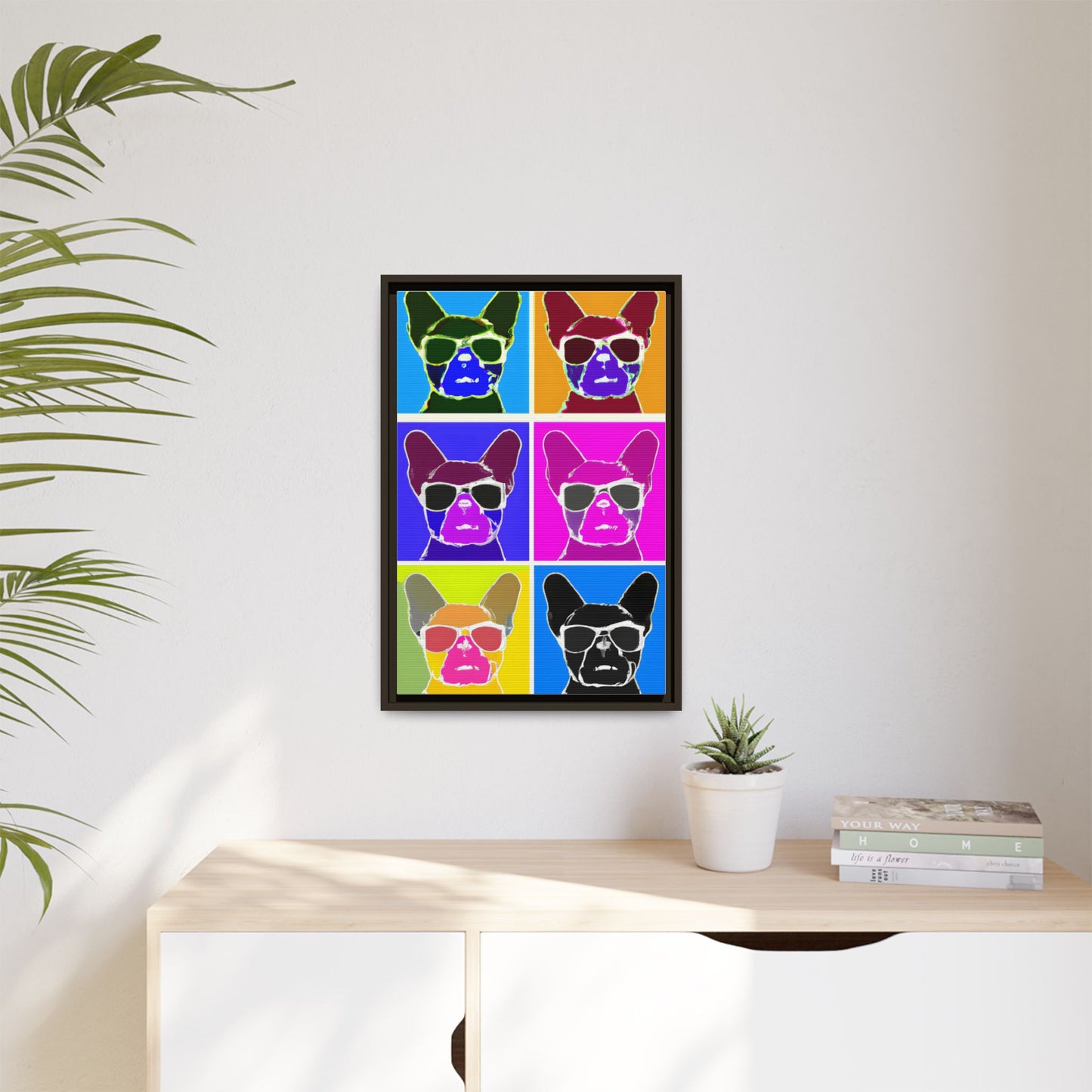 Colorful Dog Art Print - Framed Matte Canvas