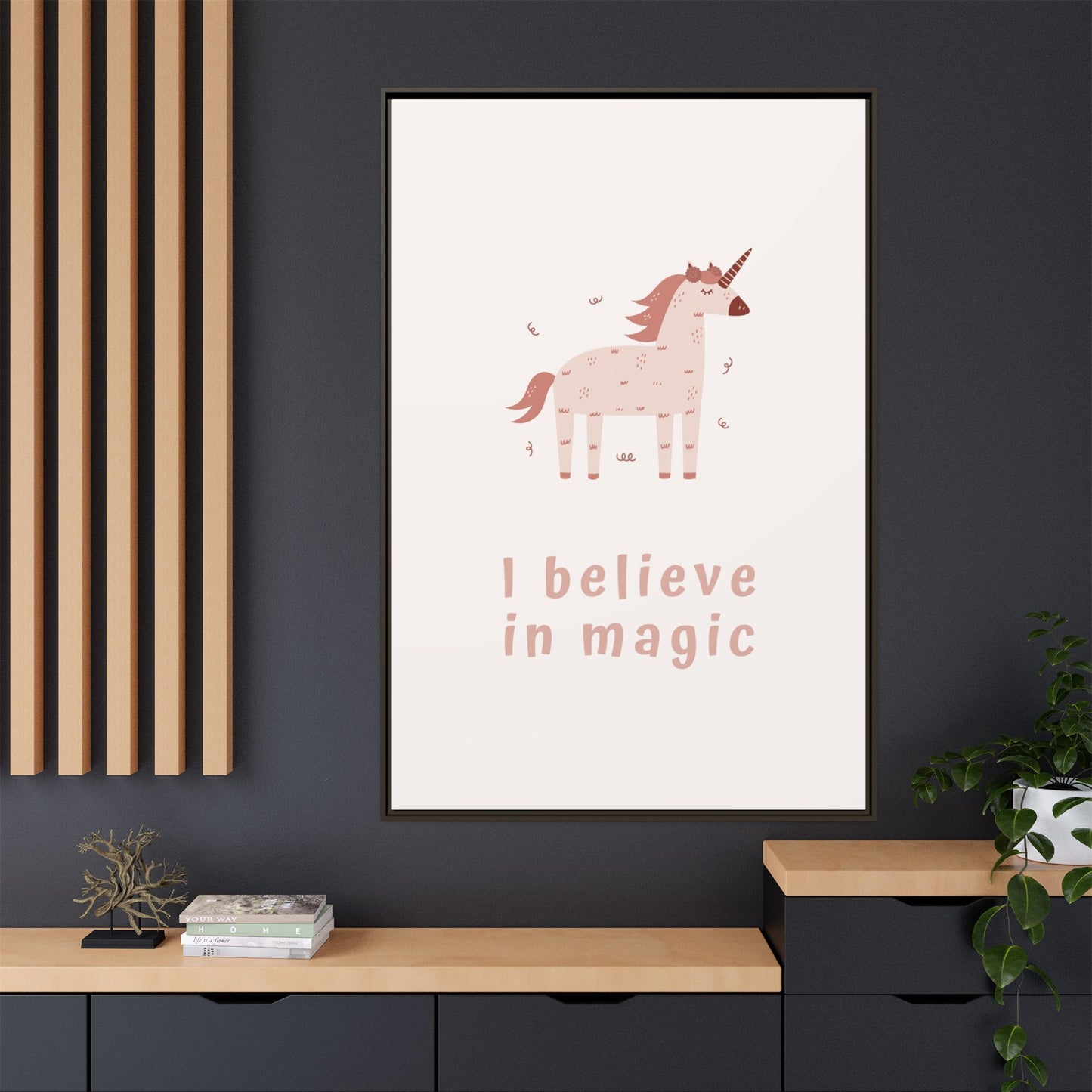 Framed Unicorn Art Print, Magical Home Decor for Kids, Whimsical Nursery Wall Art, Belief in Magic Poster, Gift for Unicorn Lovers