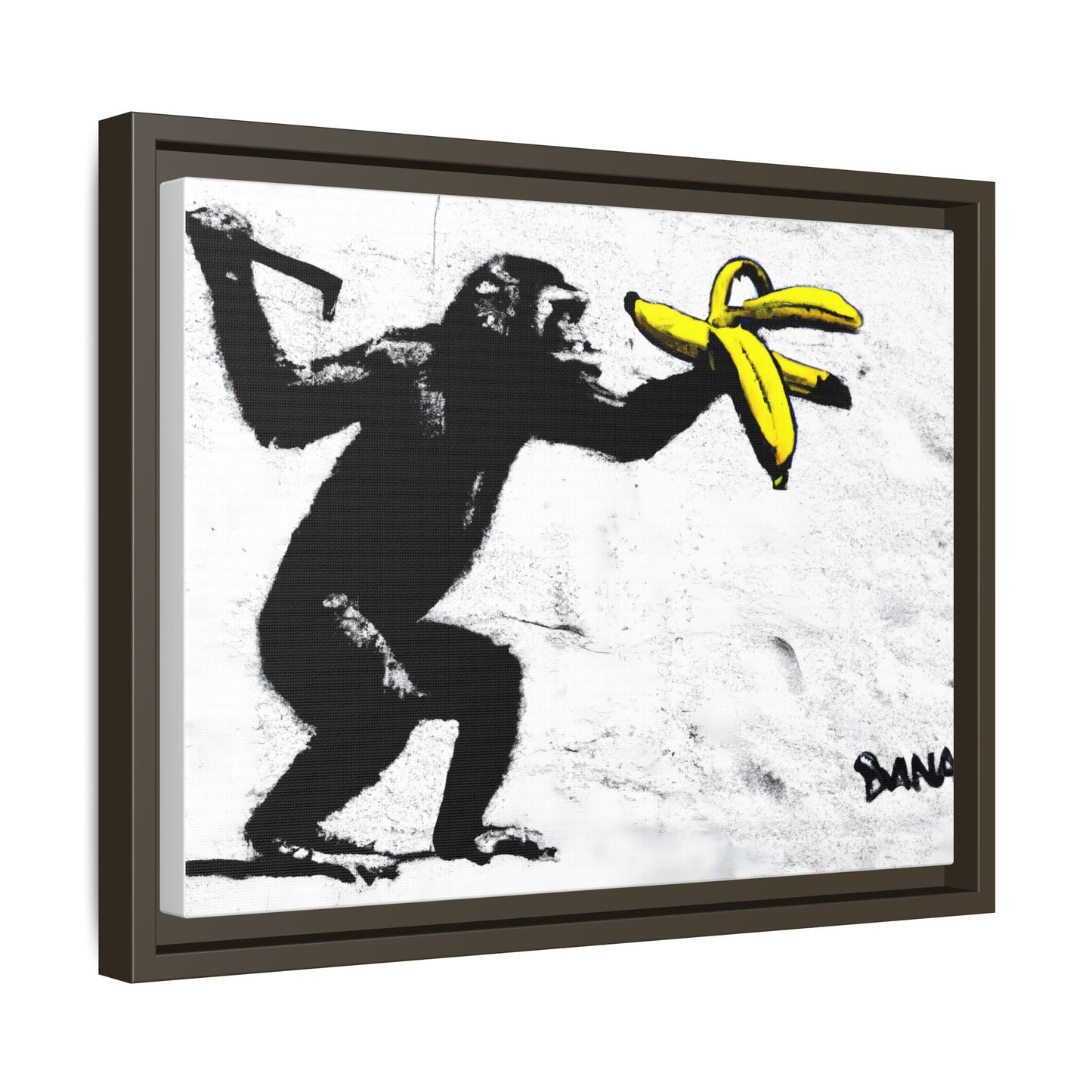 Framed Canvas Art - Playful Monkey with Bananas | Whimsical Wall Decor for Home & Office