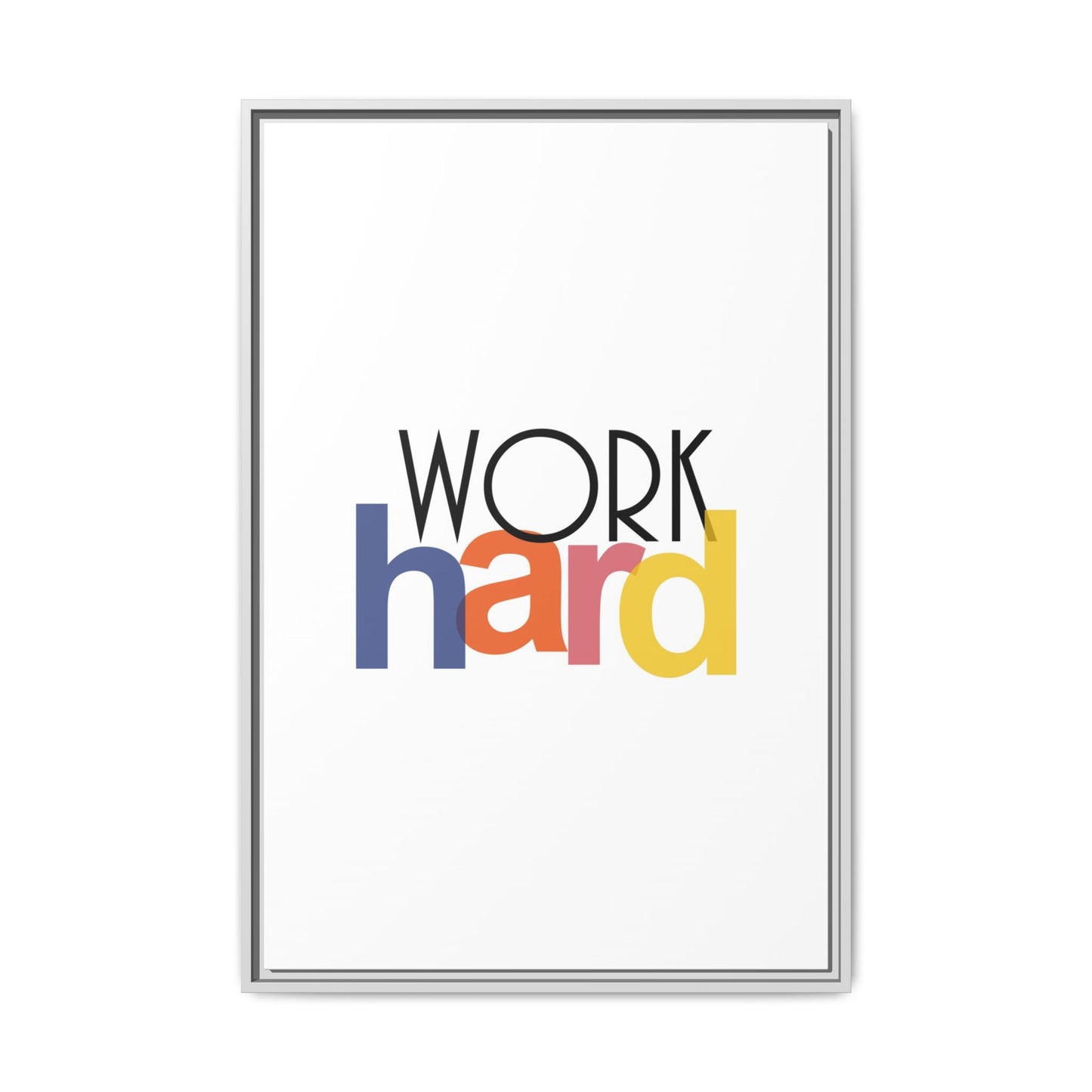 Framed Wall Art: Motivational 'WORK hard' Canvas Print | Office Decor, Gift for Student, Inspirational Wall Decor, Home Office Wall Art