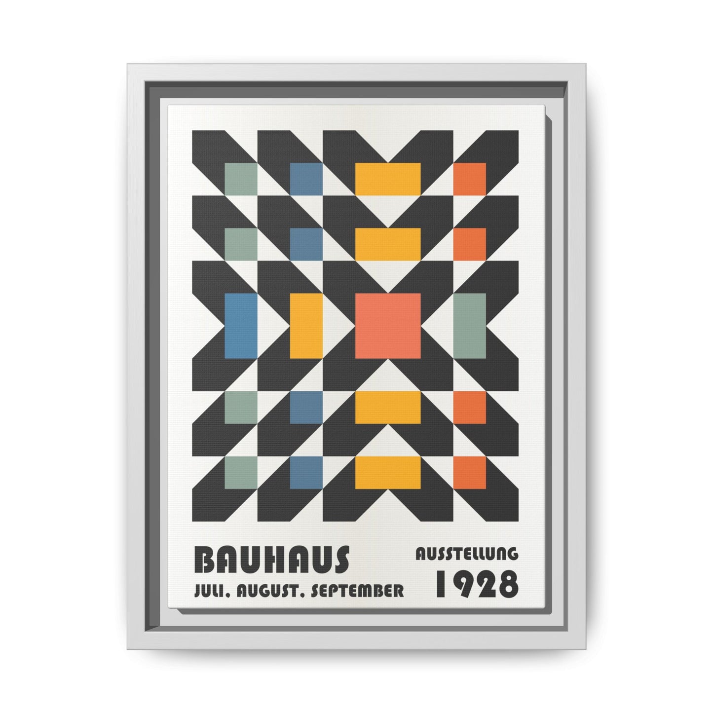 Bauhaus-Inspired Framed Canvas Art - Retro Multi-Color Wall Decor