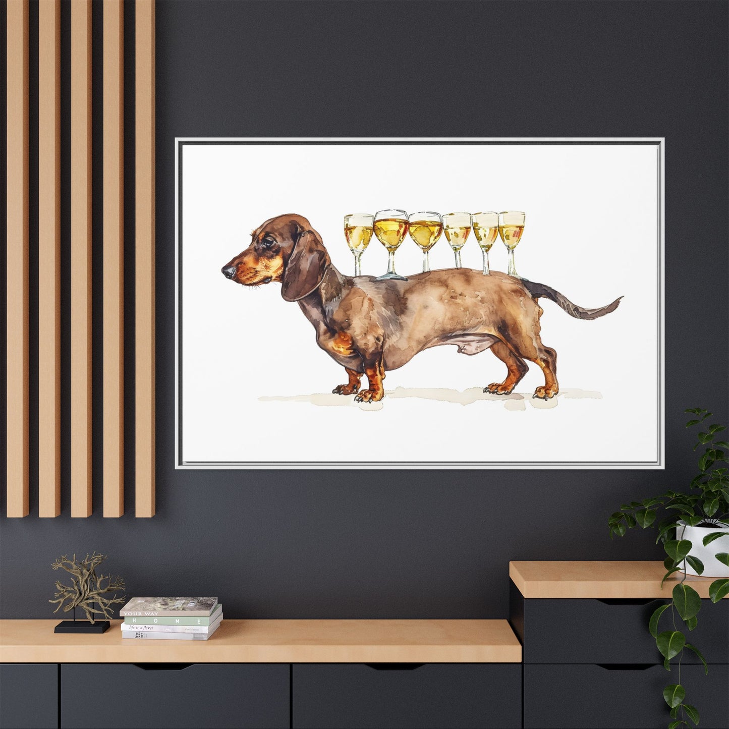 Dachshund Drink Art Print, Framed Wall Decor, Dog Lovers Gift, Pet Lover Decor, Funny Dog Art, Home Bar Decoration