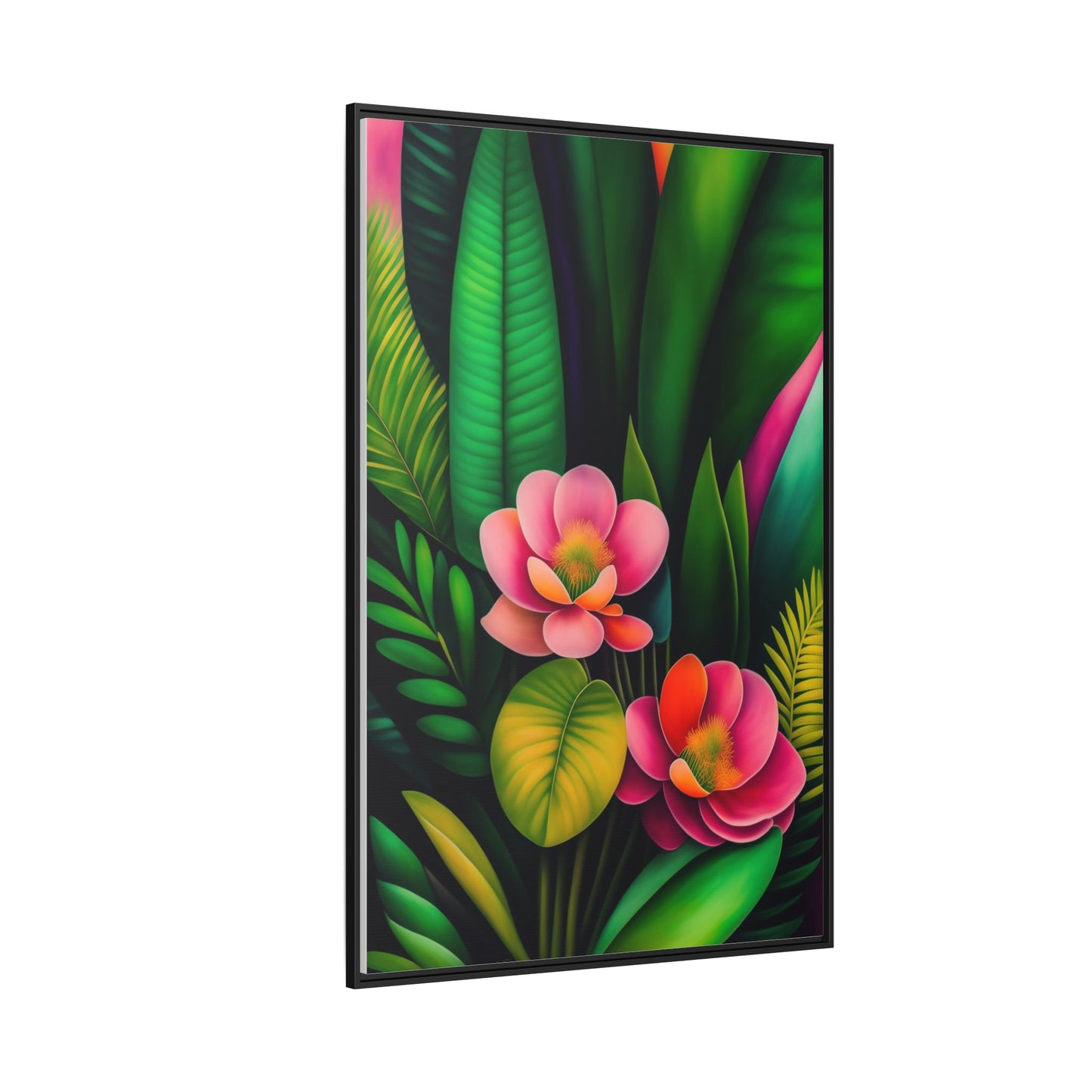 Vibrant Floral Wall Art, Framed Canvas Print, Tropical Decor, Bright Home Aesthetic, Gift for Nature Lovers, Botanical Artwork