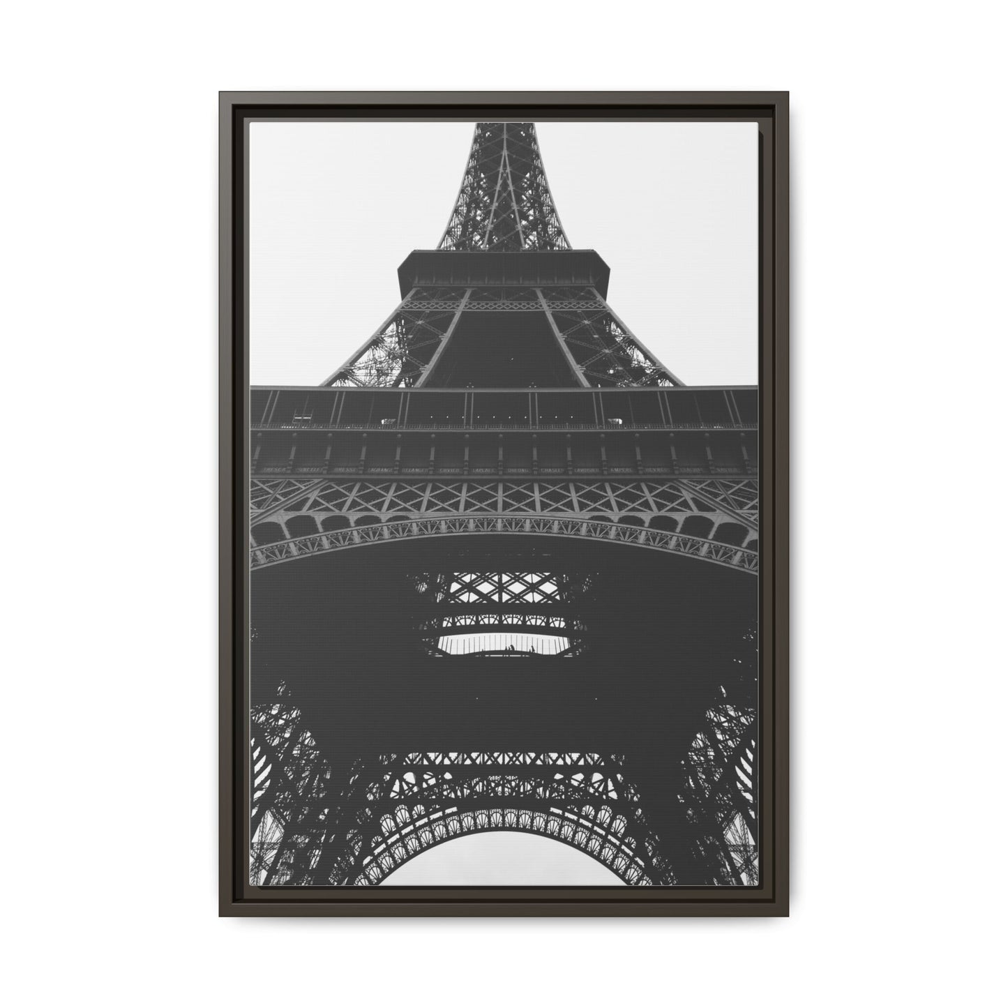 Eiffel Tower Matte Canvas Wall Art - Framed Black and White Decor
