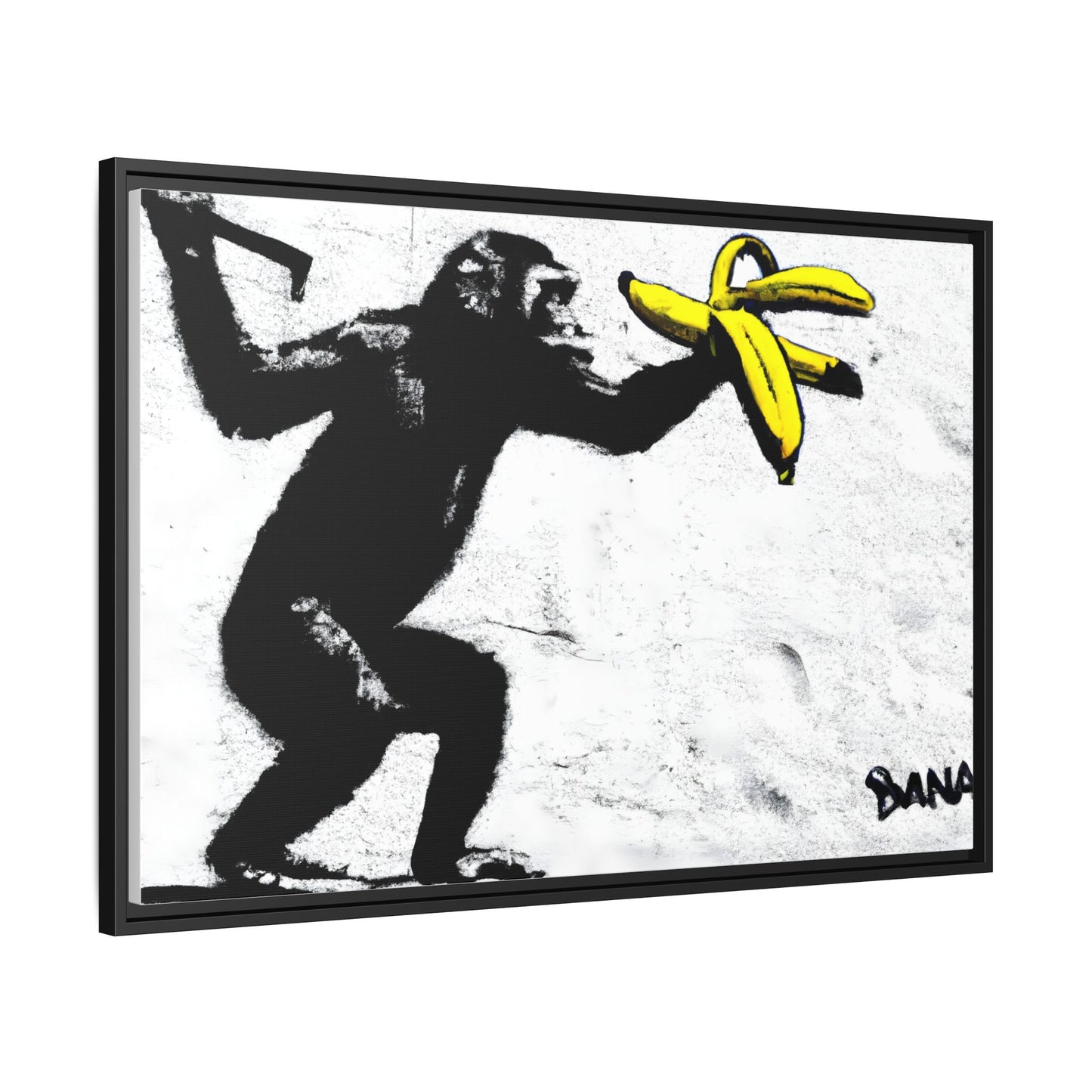 Framed Canvas Art - Playful Monkey with Bananas | Whimsical Wall Decor for Home & Office