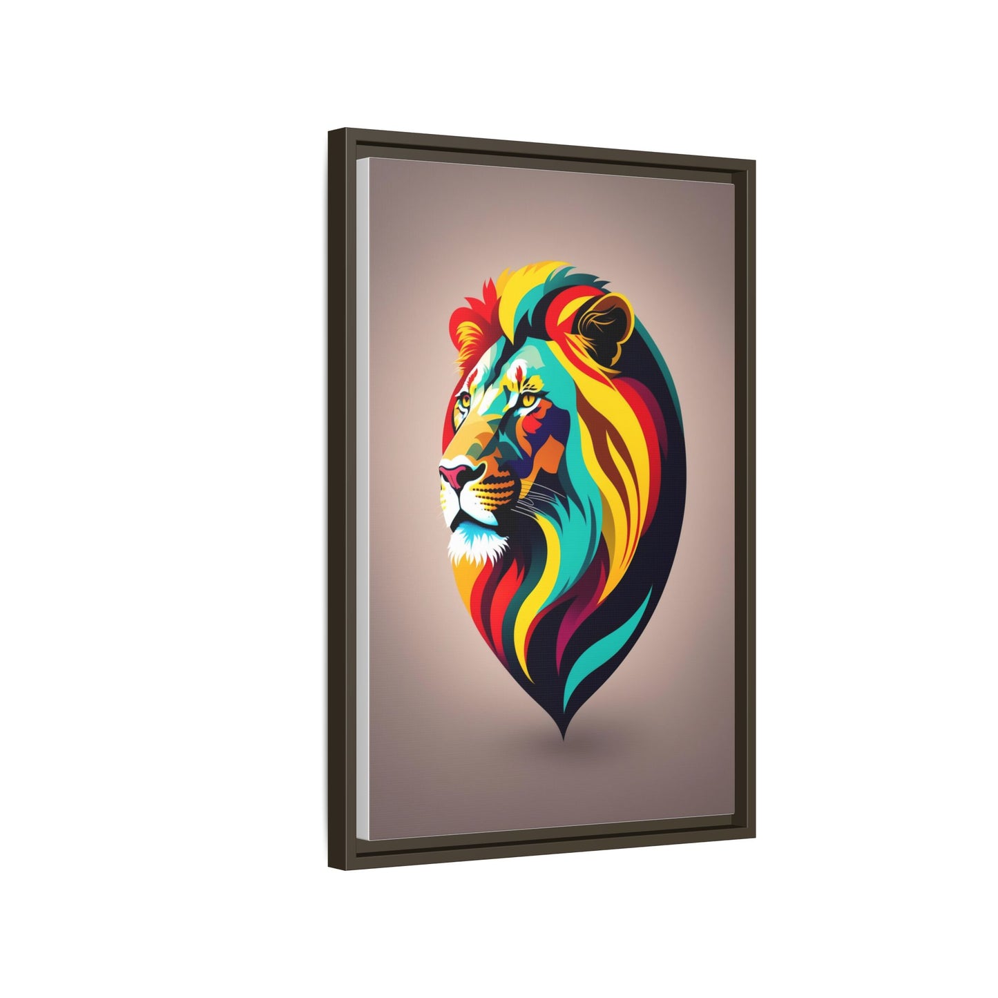Vibrant Lion Canvas Wall Art, Framed Art Print, Colorful Animal Decor, Living Room Art, Unique Gift Idea