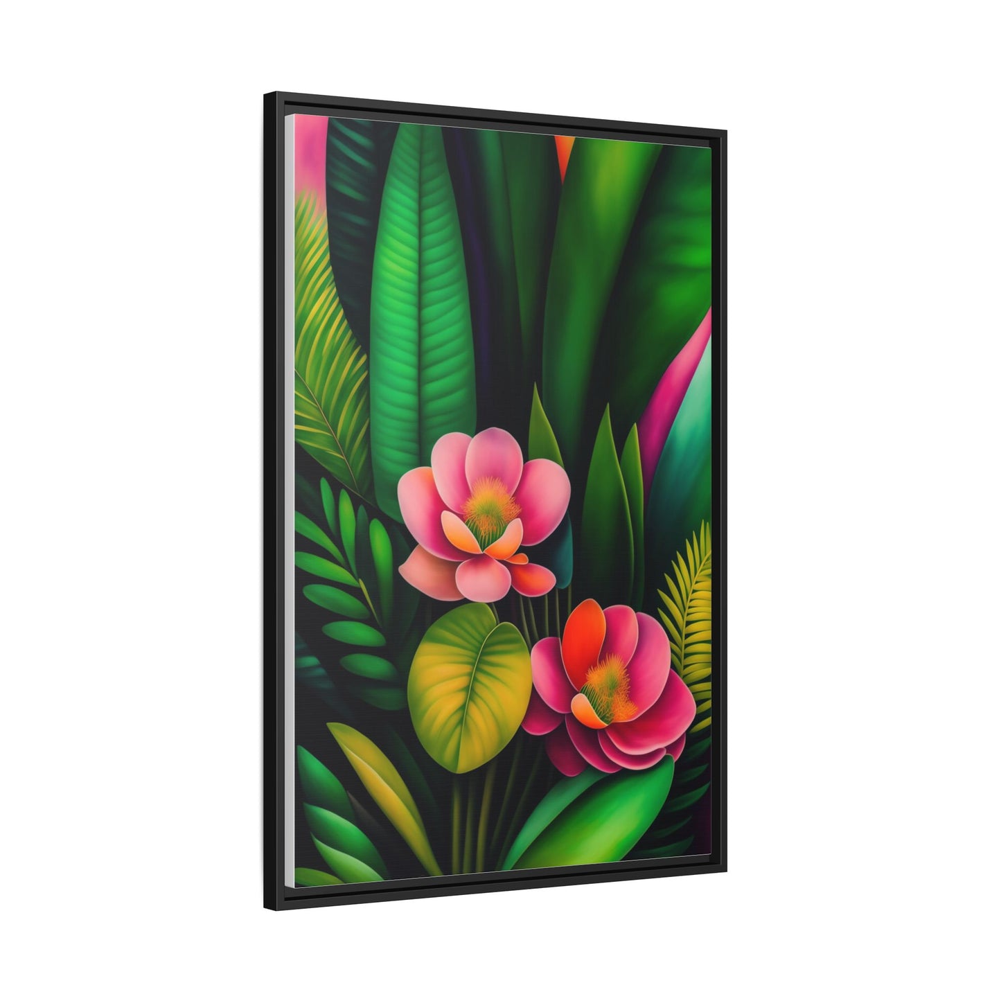 Vibrant Floral Wall Art, Framed Canvas Print, Tropical Decor, Bright Home Aesthetic, Gift for Nature Lovers, Botanical Artwork