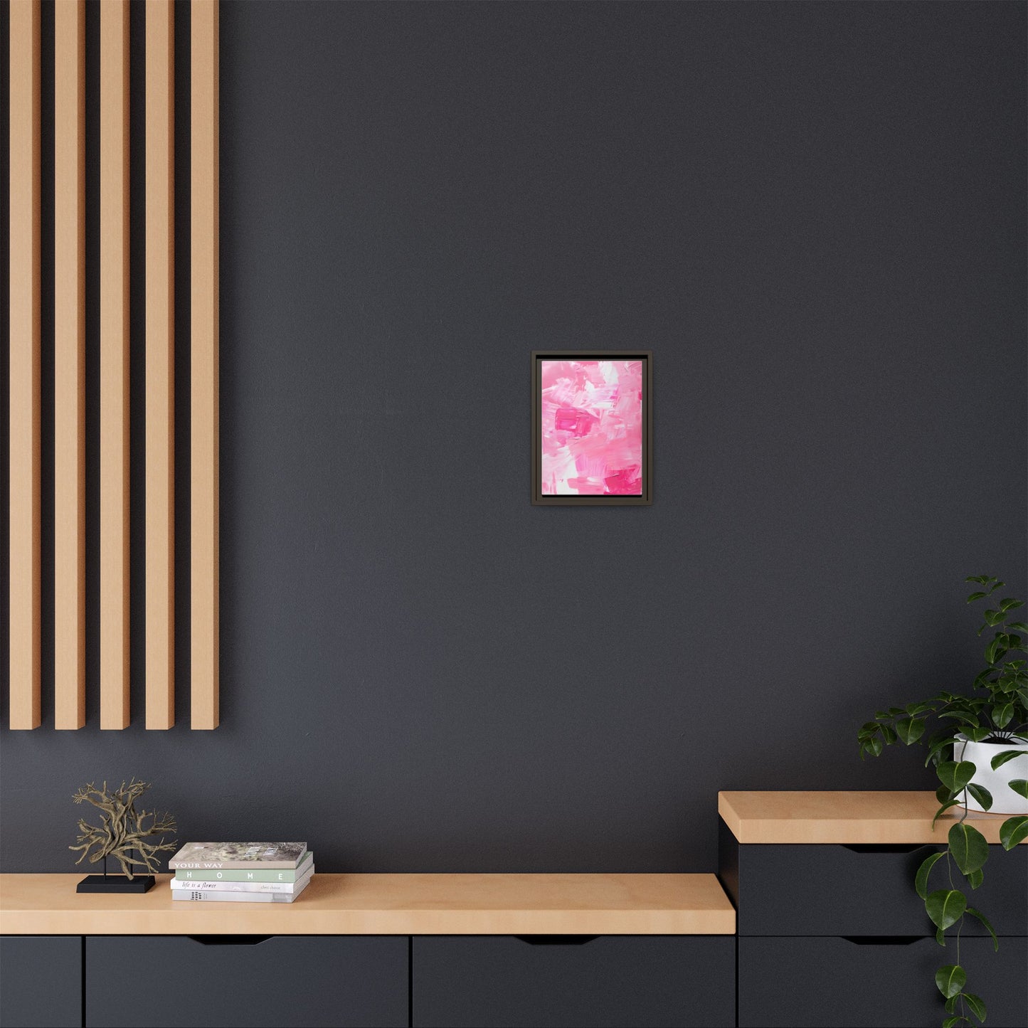 Framed Abstract Art Print, Modern Wall Decor for Home, Office, Pink Canvas, Chic Decor, Birthday Gift, Unique Artwork