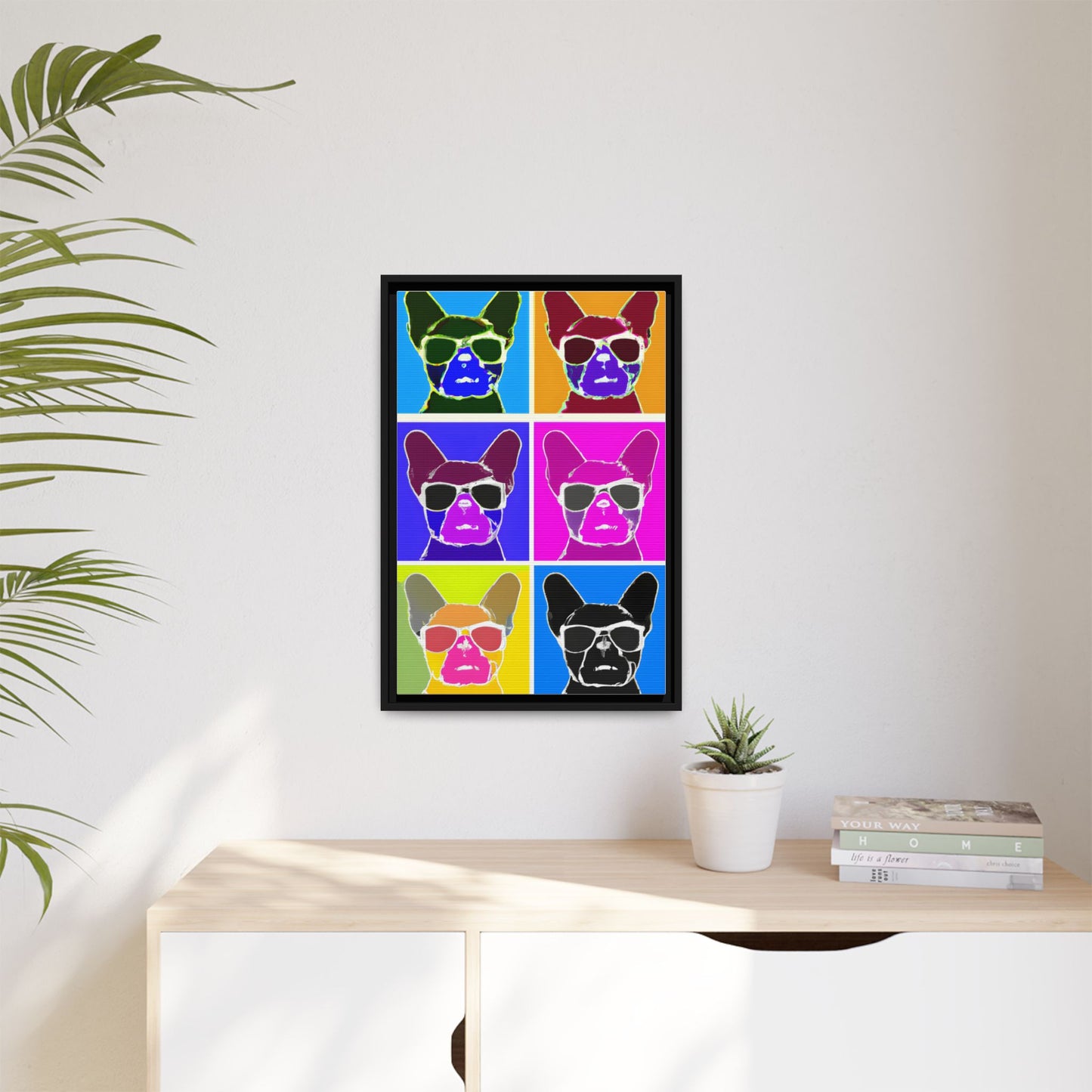 Colorful Dog Art Print - Framed Matte Canvas