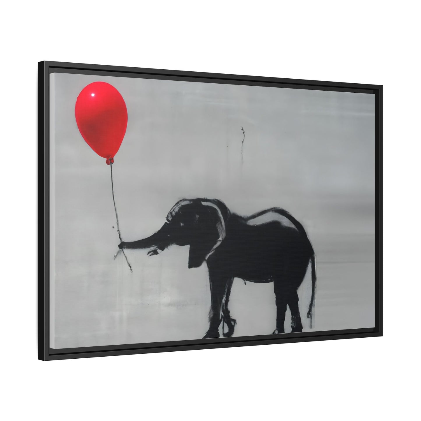 Framed Elephant Canvas Art - Playful Balloon Design