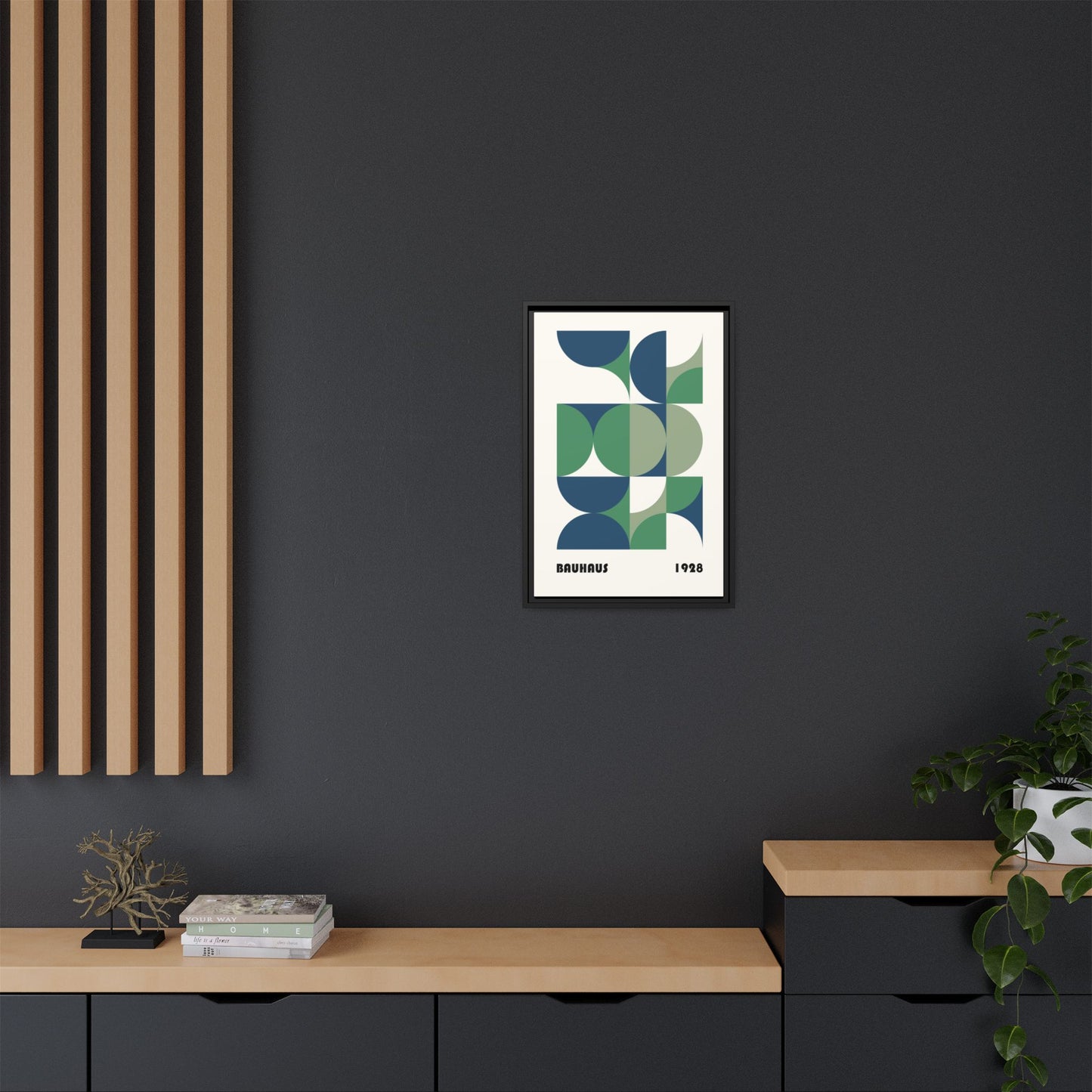Modern Geometric Wall Art Print - Framed Multi-Color Canvas