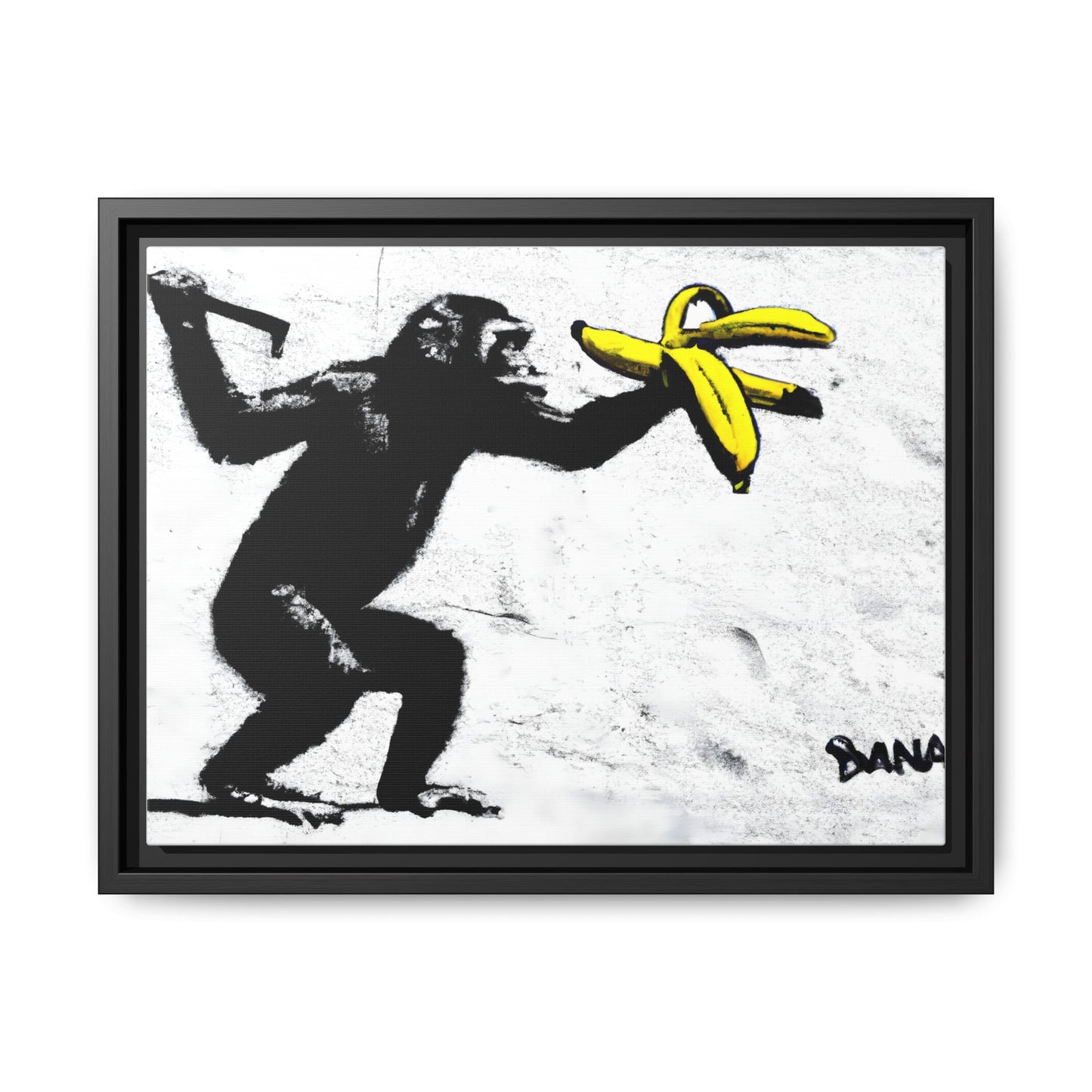 Framed Canvas Art - Playful Monkey with Bananas | Whimsical Wall Decor for Home & Office