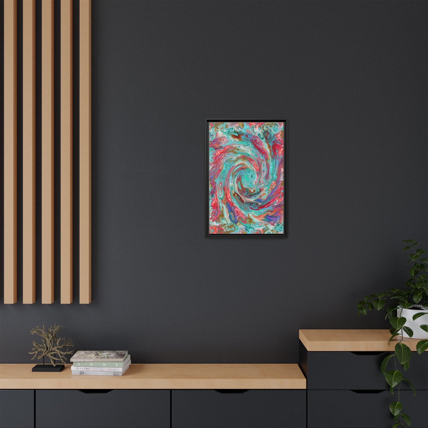 Vibrant Swirl Art Print - Multi-Color Framed Canvas Decor