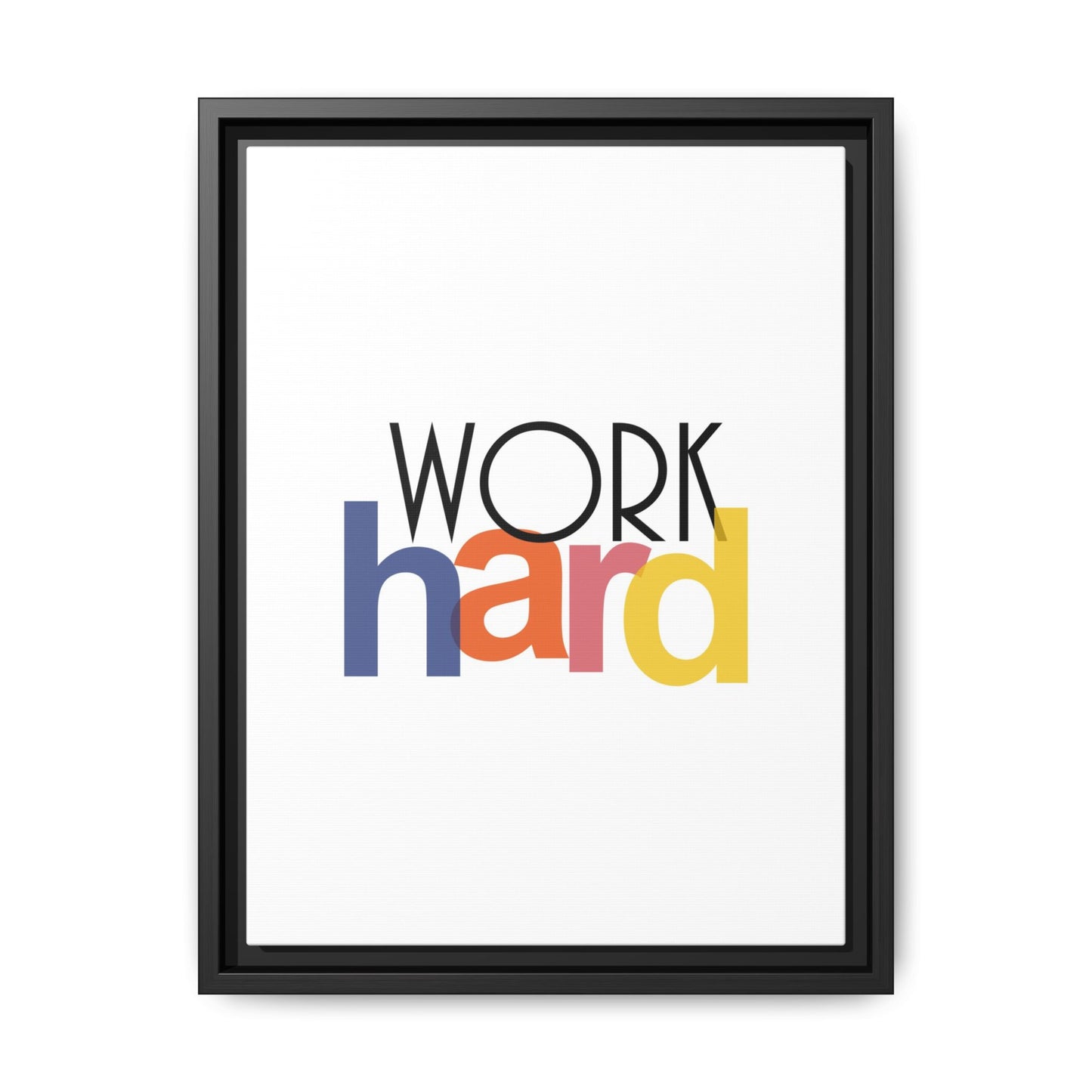Framed Wall Art: Motivational 'WORK hard' Canvas Print | Office Decor, Gift for Student, Inspirational Wall Decor, Home Office Wall Art