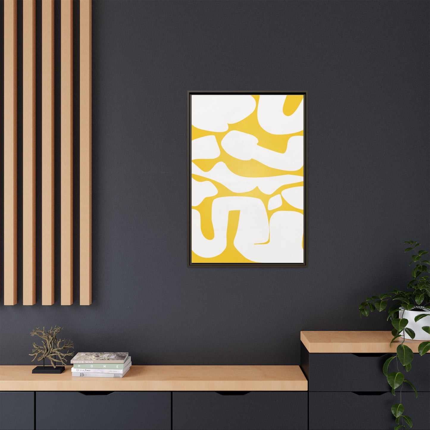 Abstract Yellow Art Print - Framed Matte Canvas Wall Decor