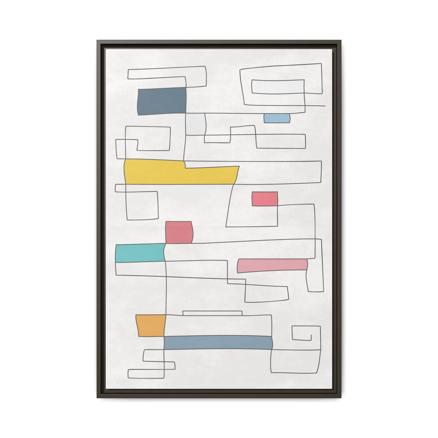Abstract Line Art Framed Canvas - Modern Multi-Color Wall Decor