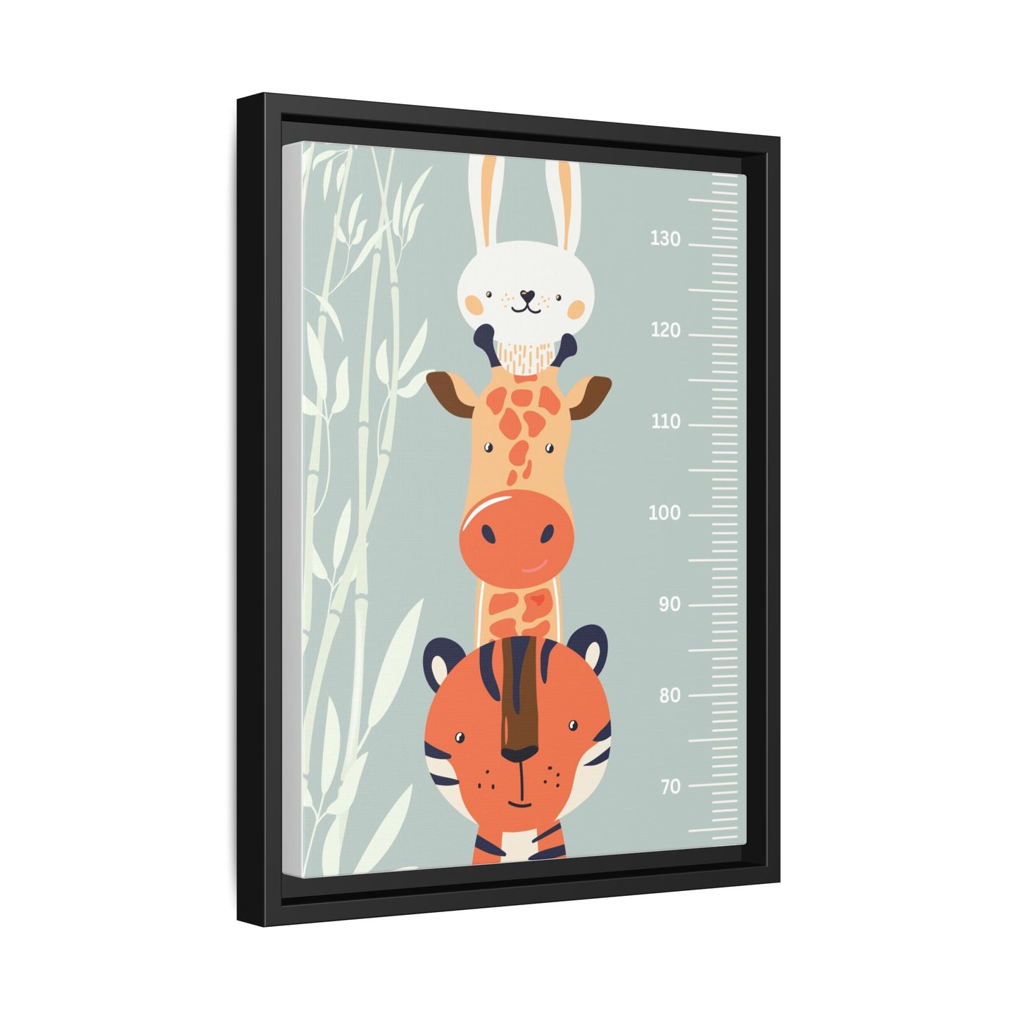 Cute Animal Growth Chart Wall Art, Framed Canvas, Kids Room Decor, Jungle Theme, Baby Shower Gift, Nursery Decoration