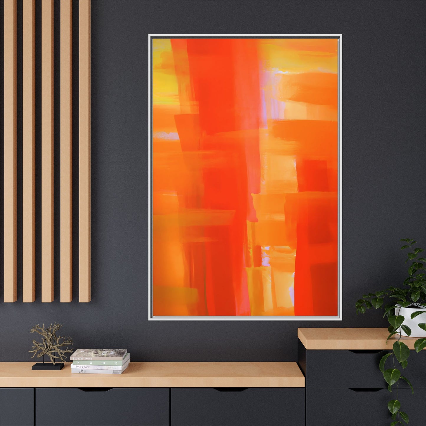 Vibrant Framed Canvas Art - Abstract Multi-Color Decor