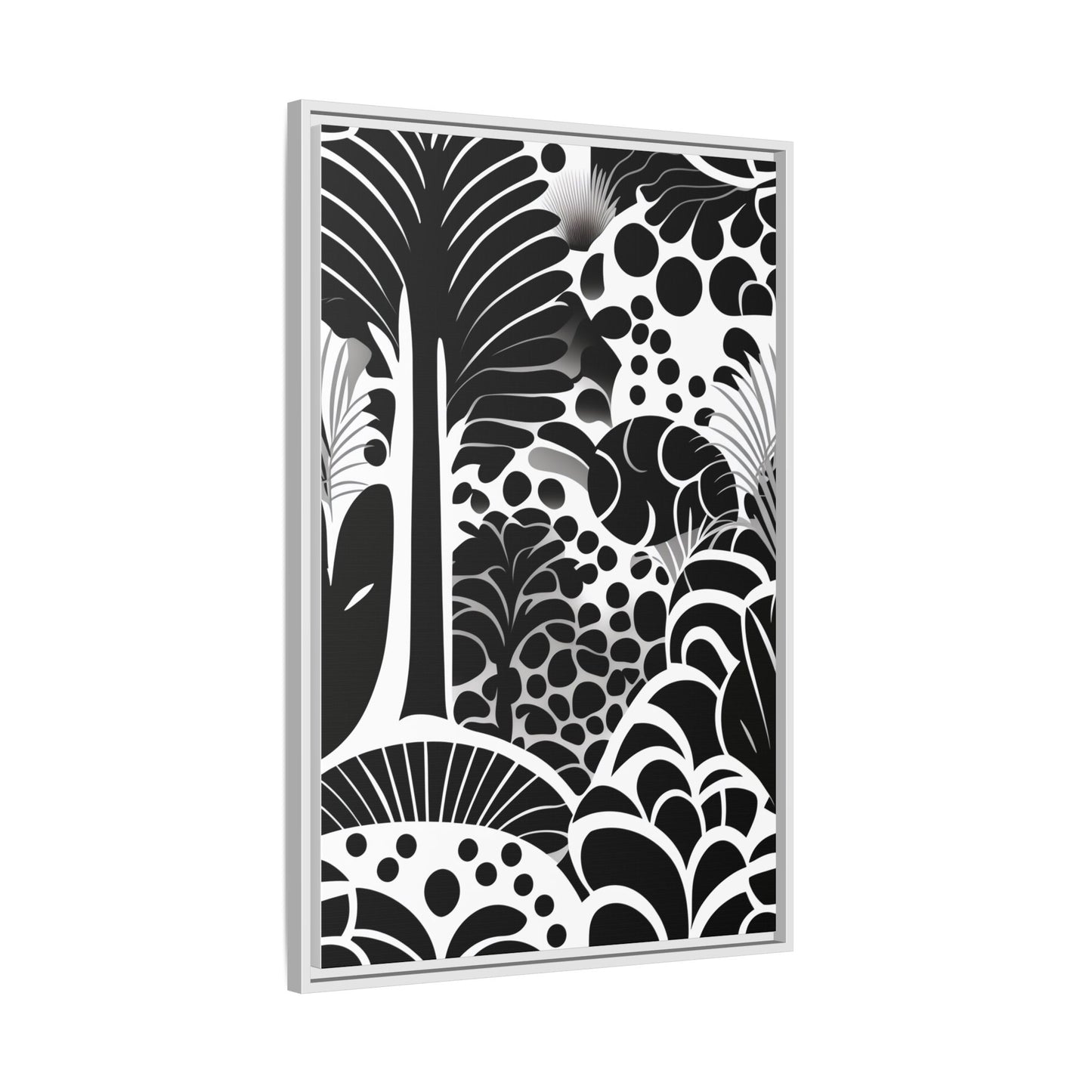 Black and White Framed Art Print, Modern Wall Décor, Minimalist Home Decoration, Botanical Canvas Artwork, Gift for Art Lovers