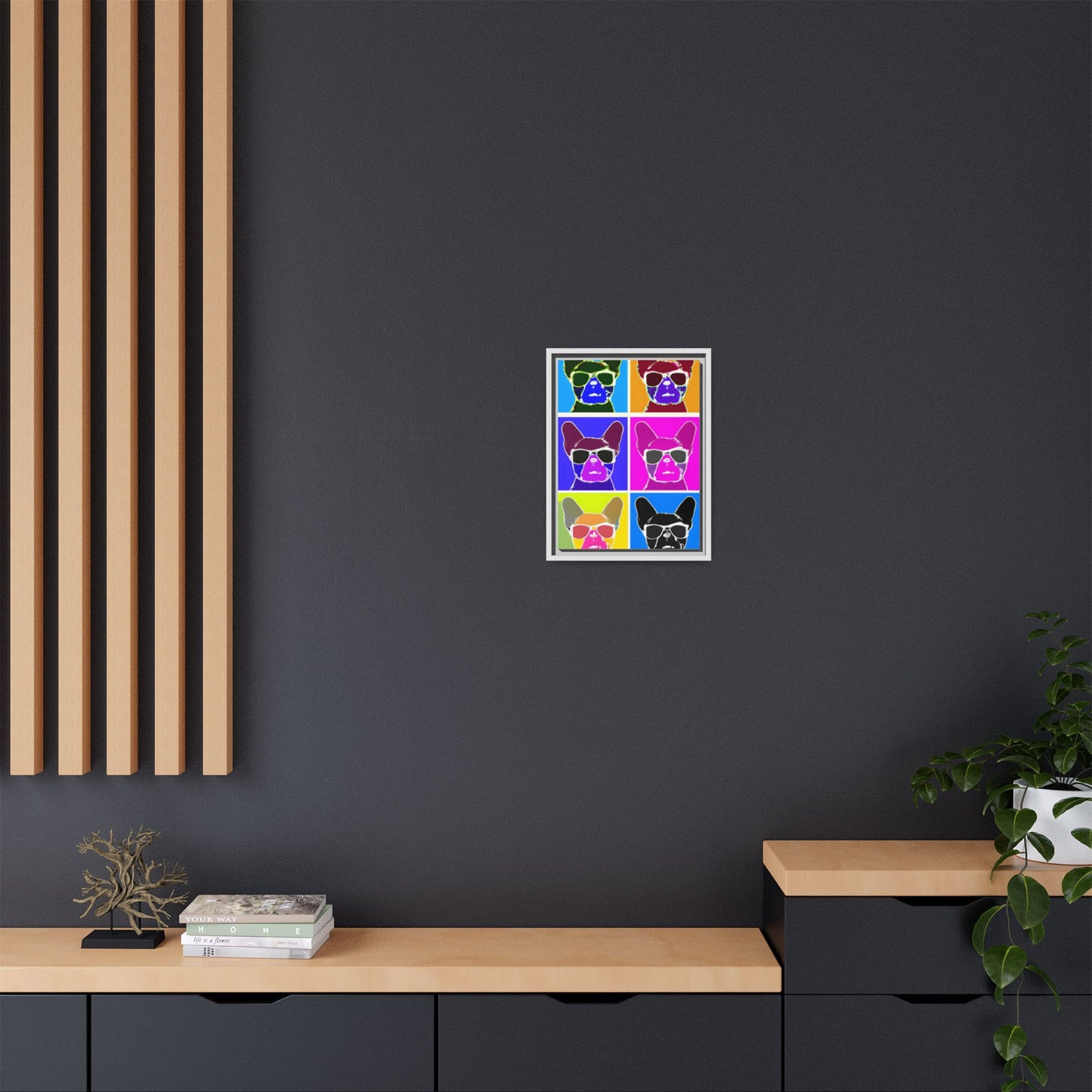 Colorful Dog Art Print - Framed Matte Canvas