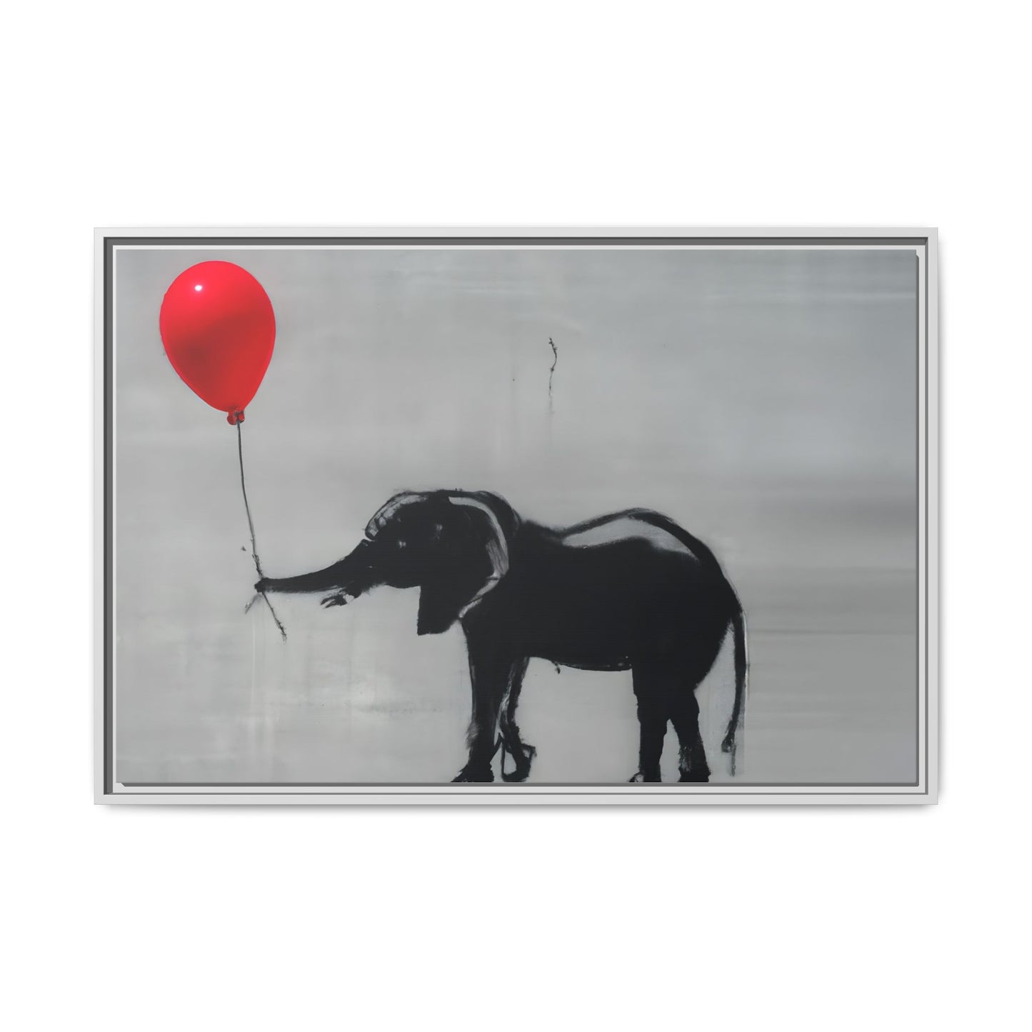 Framed Elephant Canvas Art - Playful Balloon Design