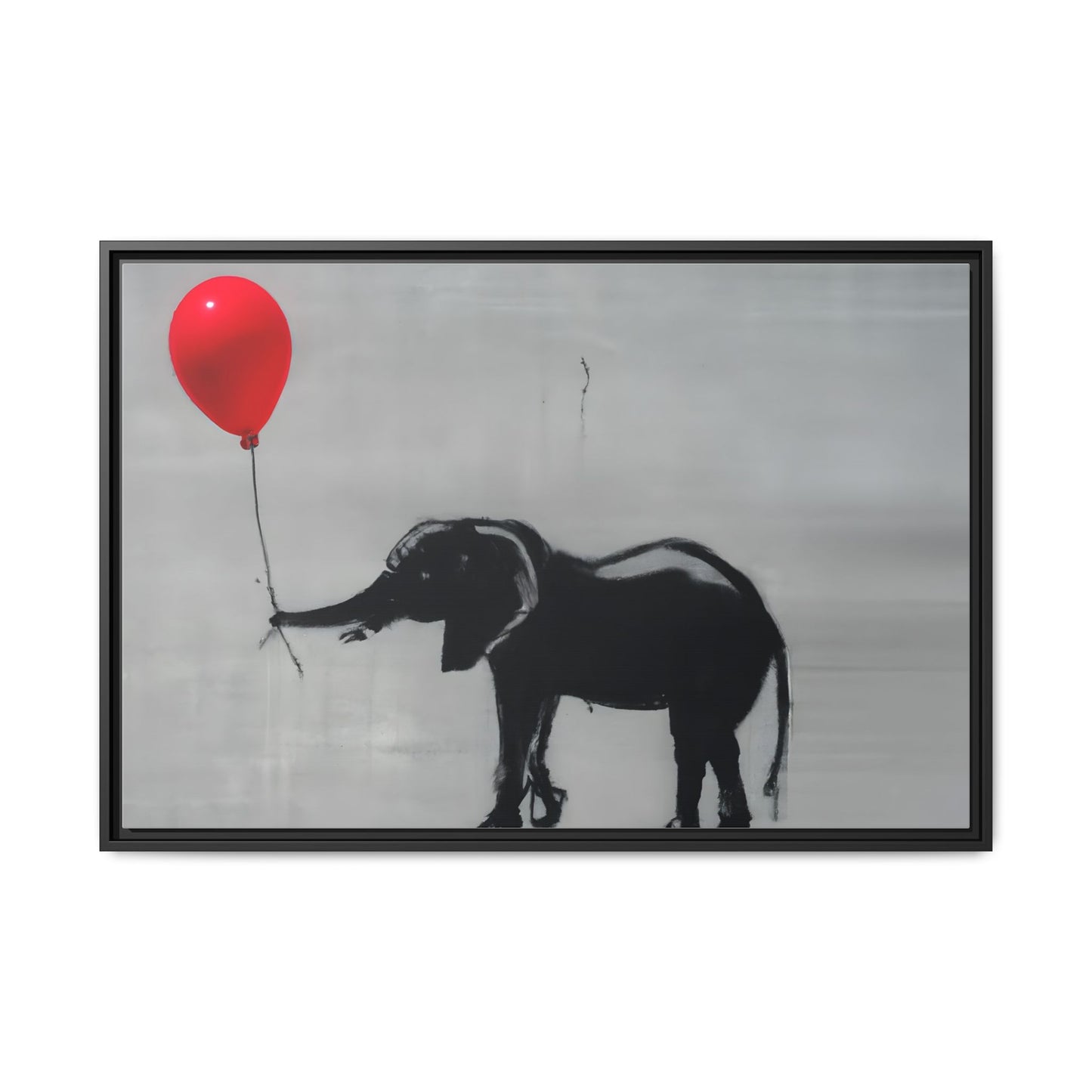 Framed Elephant Canvas Art - Playful Balloon Design