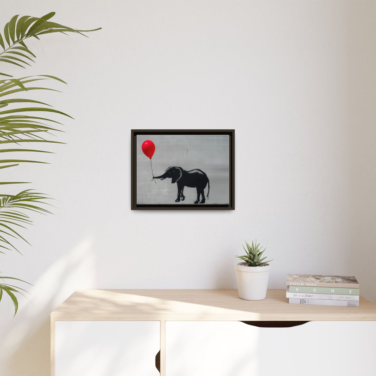 Framed Elephant Canvas Art - Playful Balloon Design