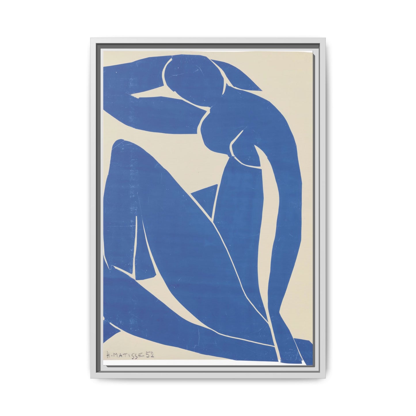 Contemporary Framed Canvas Art - Blue Abstract Figure, Modern Home Decor, Gift for Art Lovers, Stylish Wall Art, Feminine Vibe