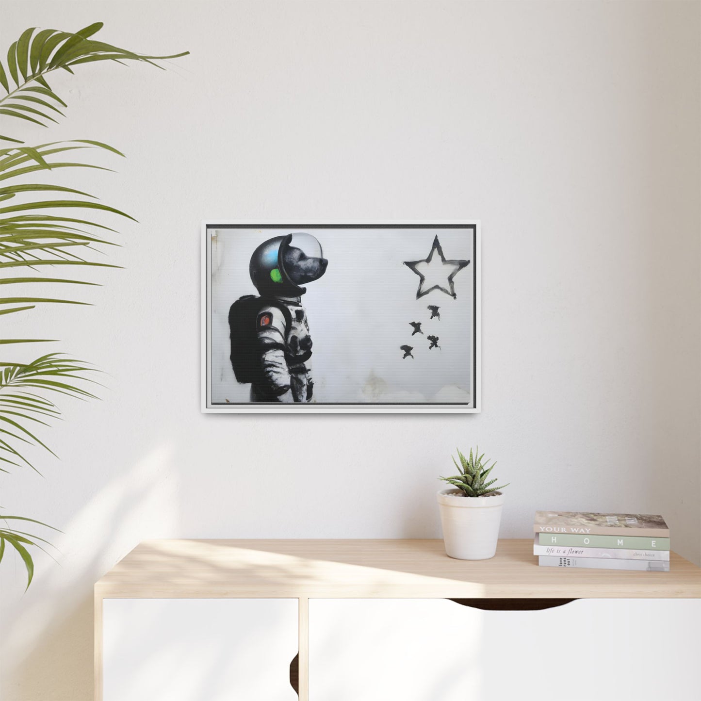 Astronaut Wall Art - Framed Matte Canvas Print for Dreamers and Space Enthusiasts