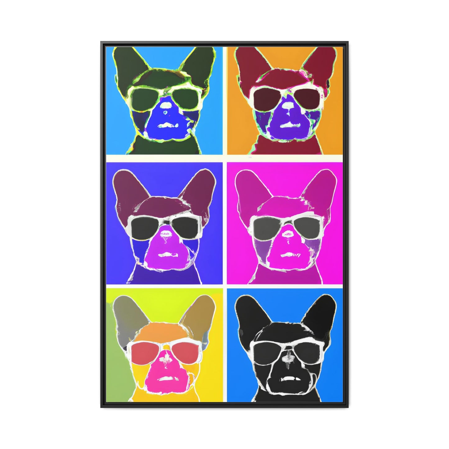 Colorful Dog Art Print - Framed Matte Canvas