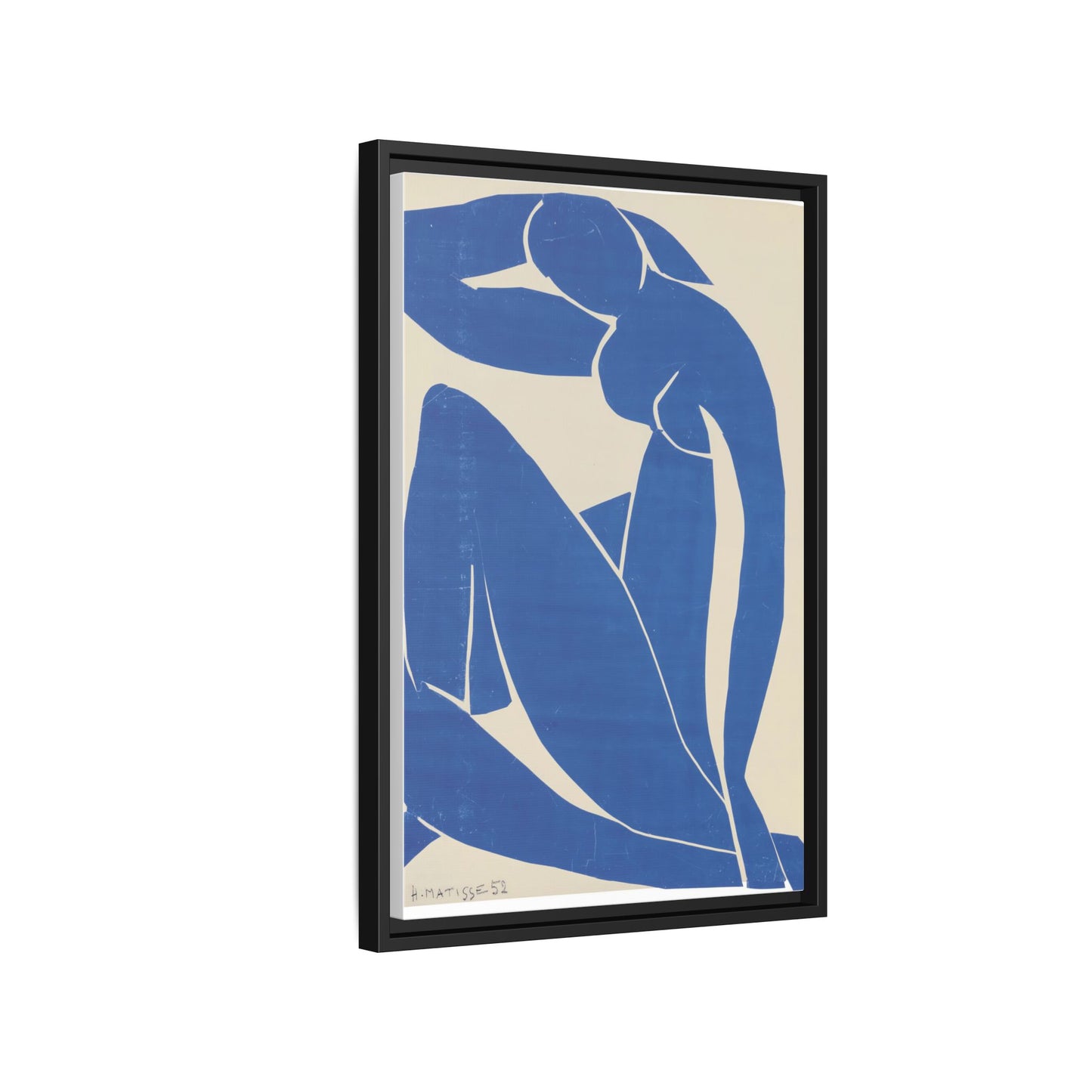 Contemporary Framed Canvas Art - Blue Abstract Figure, Modern Home Decor, Gift for Art Lovers, Stylish Wall Art, Feminine Vibe