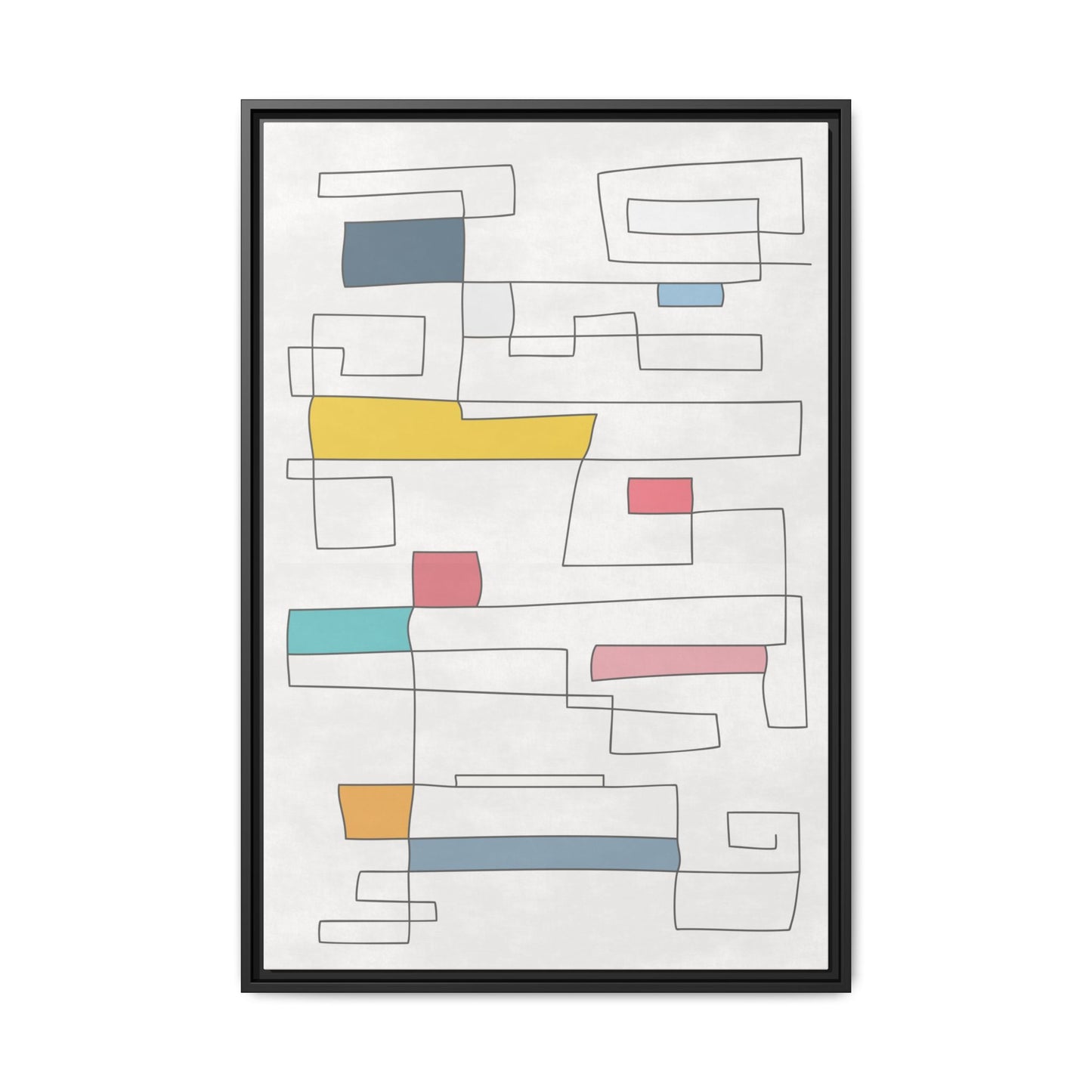 Abstract Line Art Framed Canvas - Modern Multi-Color Wall Decor