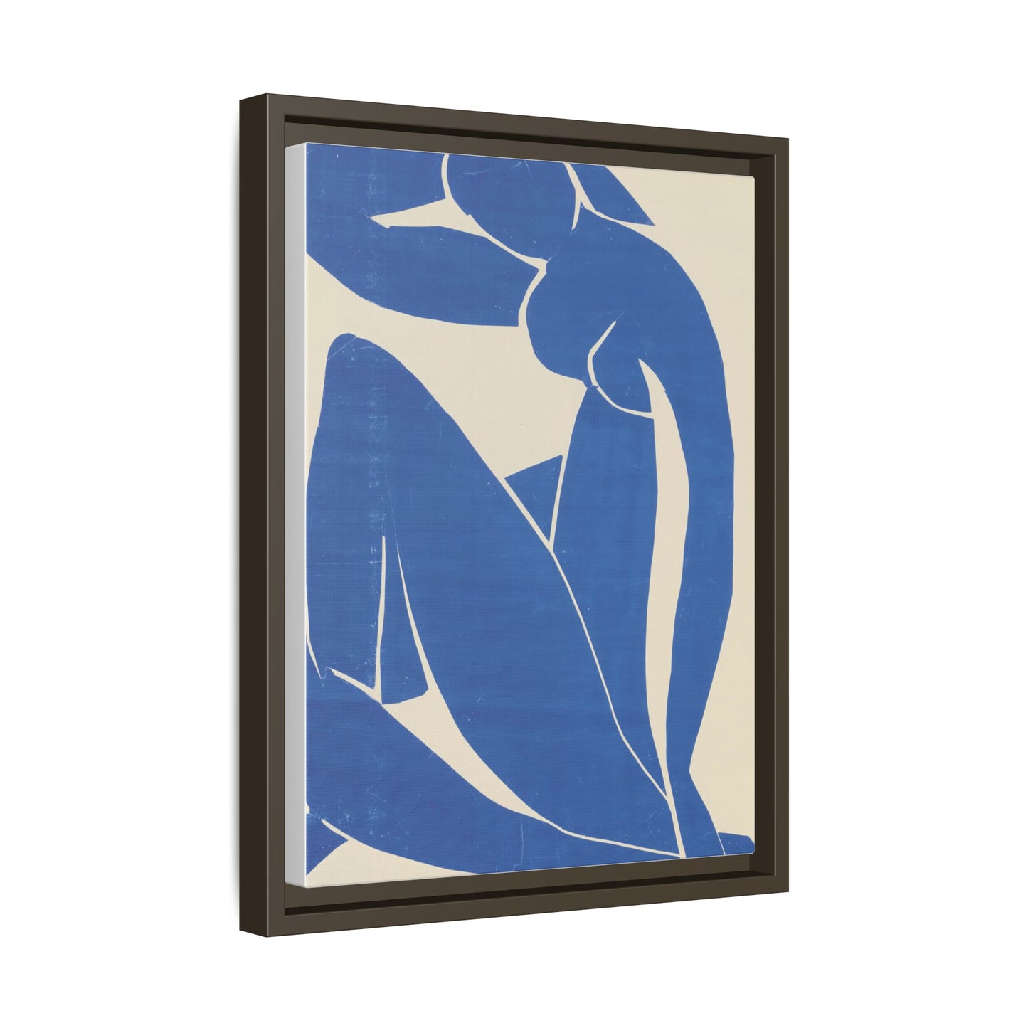 Contemporary Framed Canvas Art - Blue Abstract Figure, Modern Home Decor, Gift for Art Lovers, Stylish Wall Art, Feminine Vibe