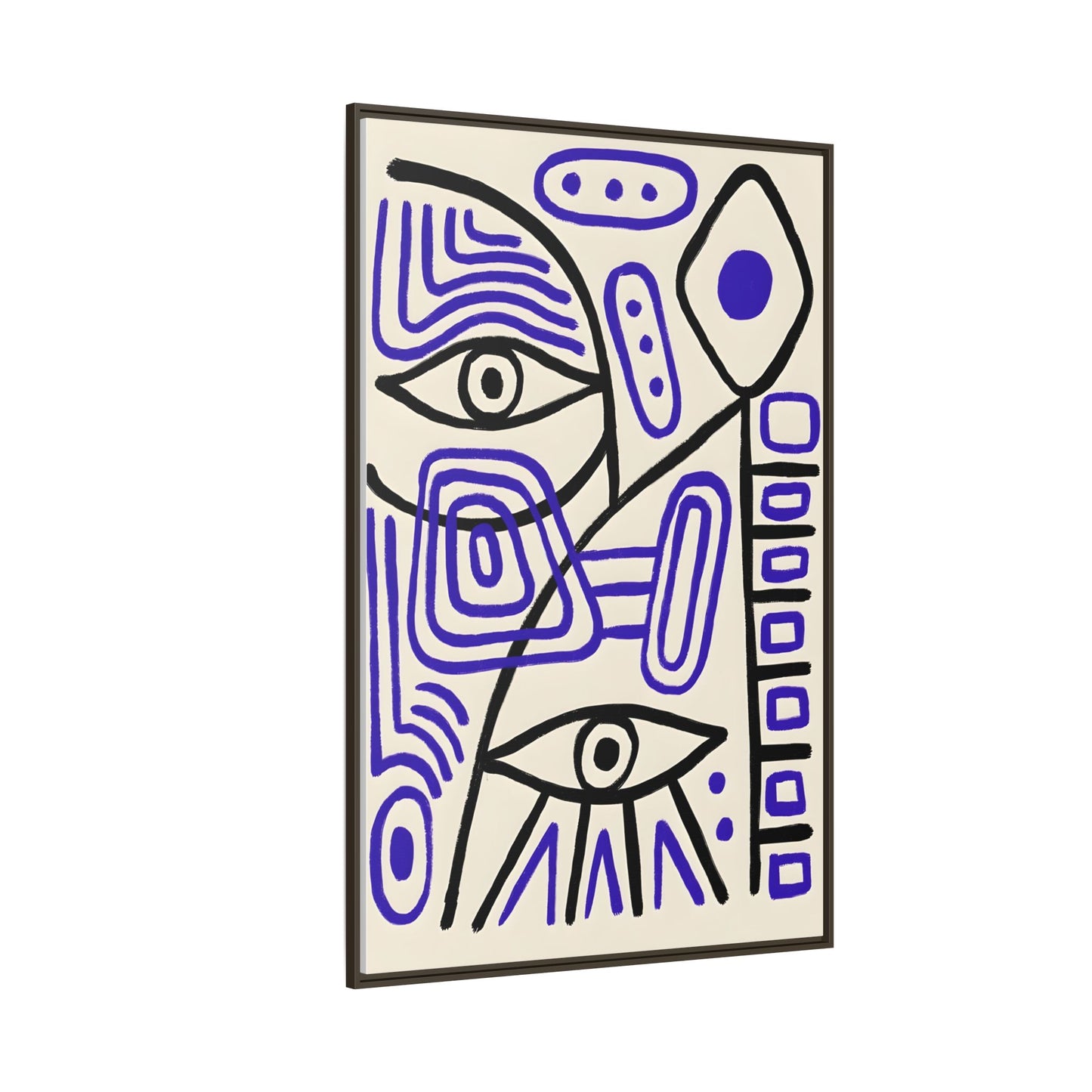 Abstract Line Art Canvas Print - Modern Black and Purple Framed Artwork