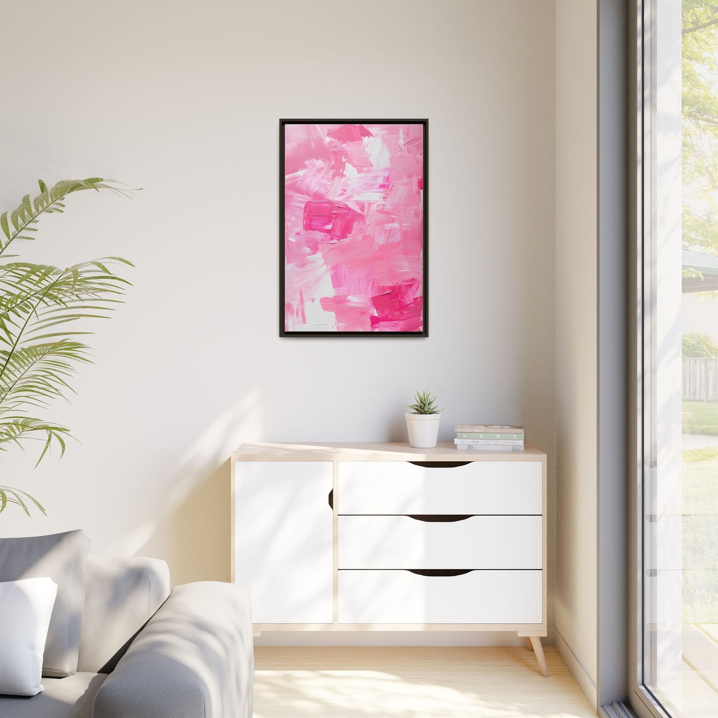 Framed Abstract Art Print, Modern Wall Decor for Home, Office, Pink Canvas, Chic Decor, Birthday Gift, Unique Artwork