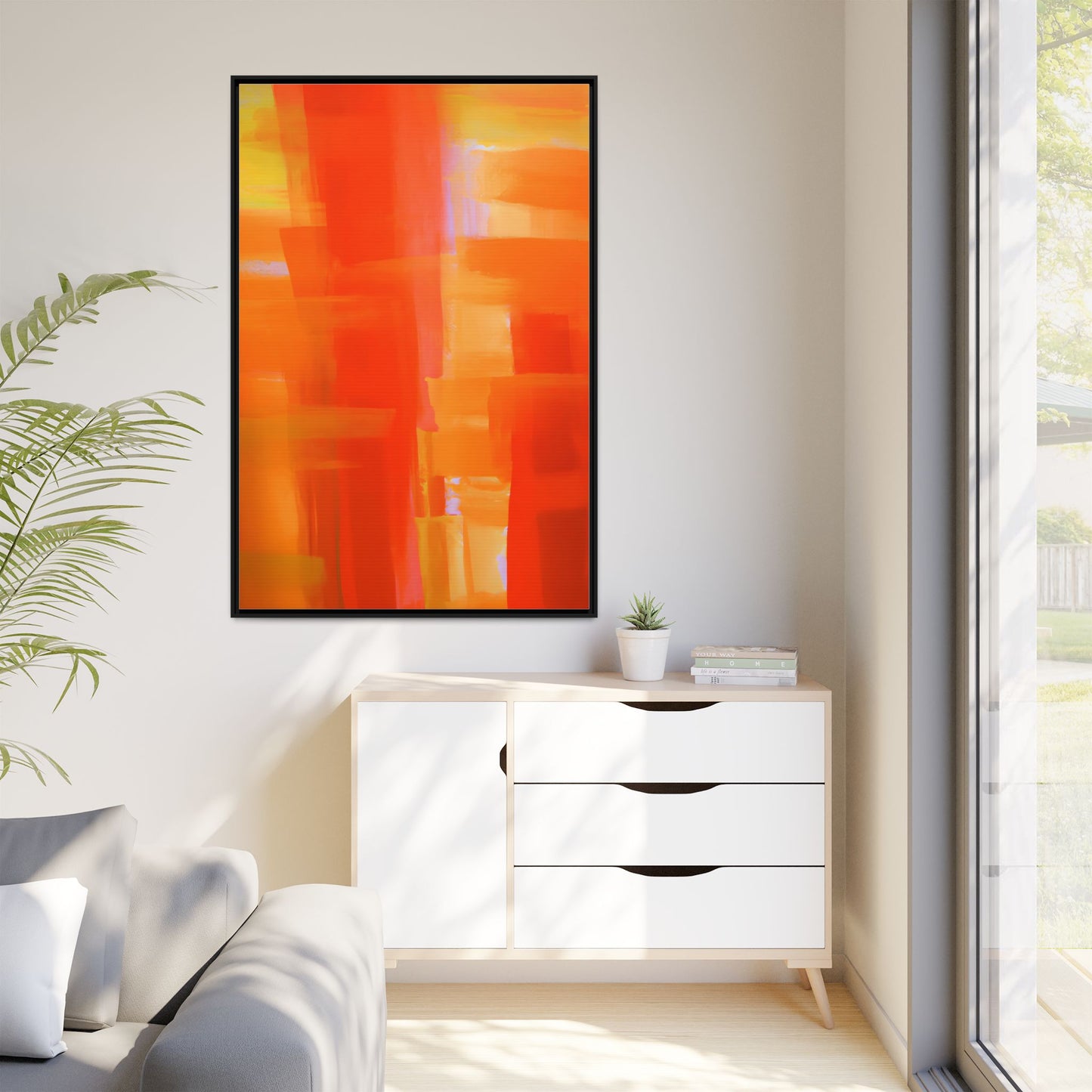 Vibrant Framed Canvas Art - Abstract Multi-Color Decor